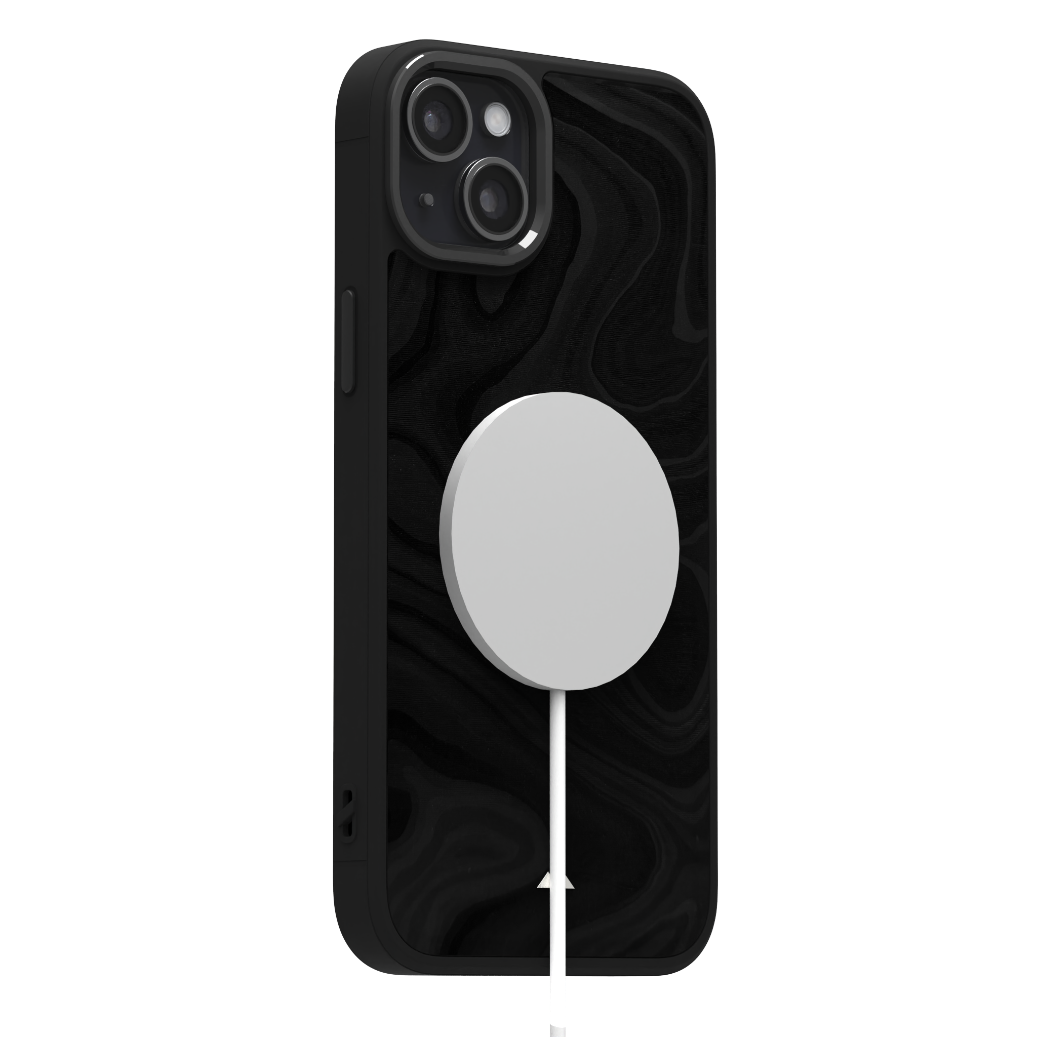 Mountain Onyx Leather Case Cover for iPhone 15 Plus