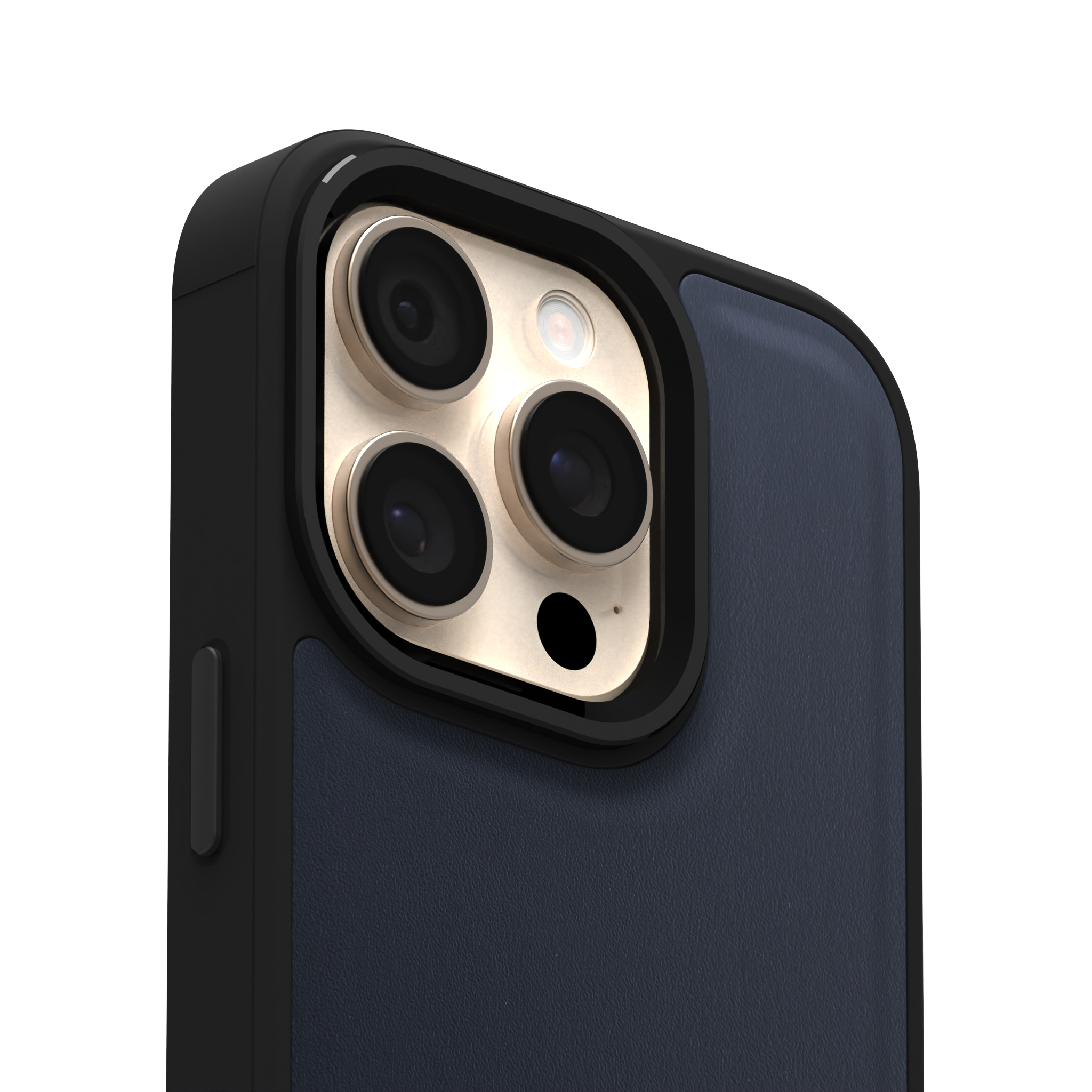 Midnight Blue Leather Case Cover for iPhone 16 Pro