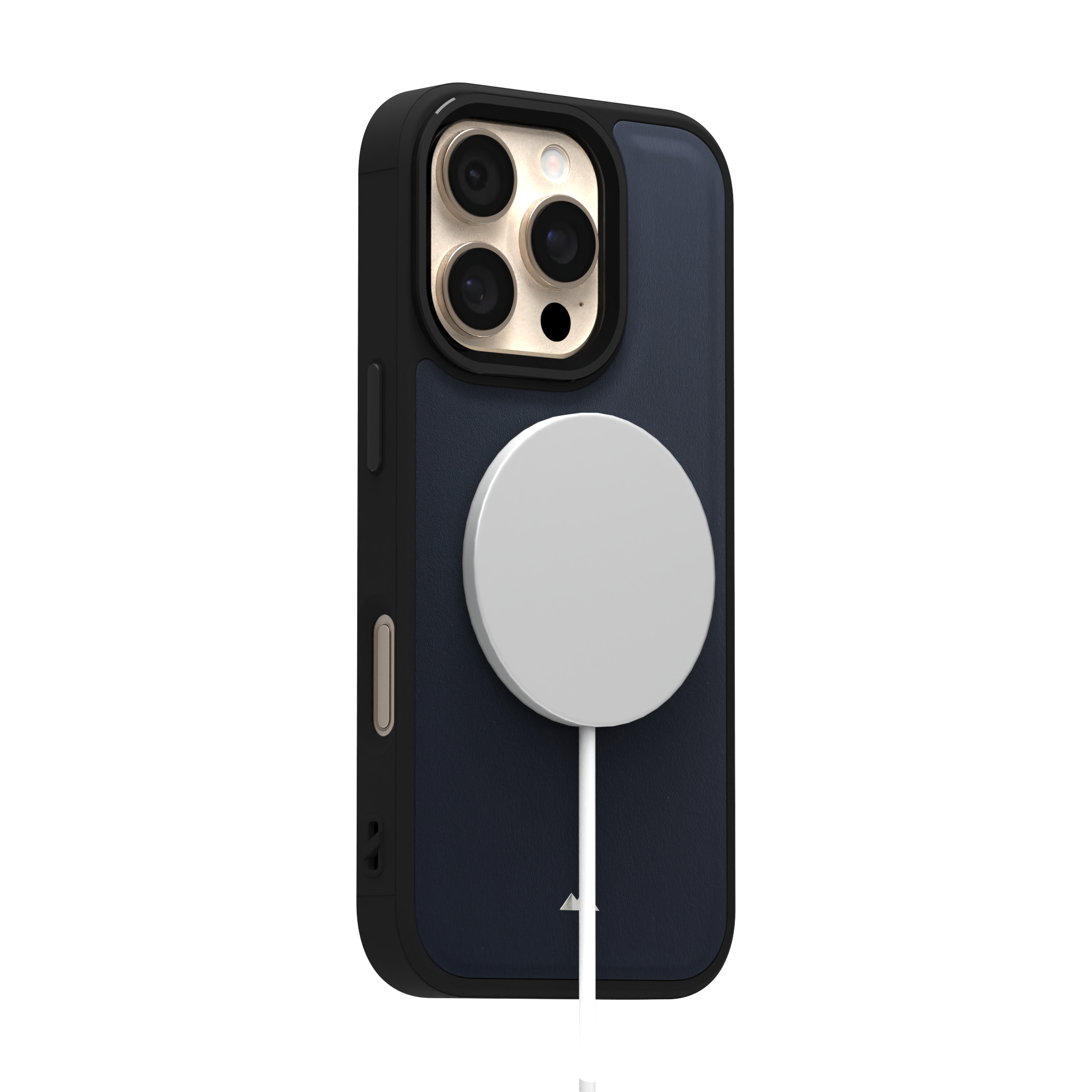 Midnight Blue Leather Case Cover for iPhone 16 Pro