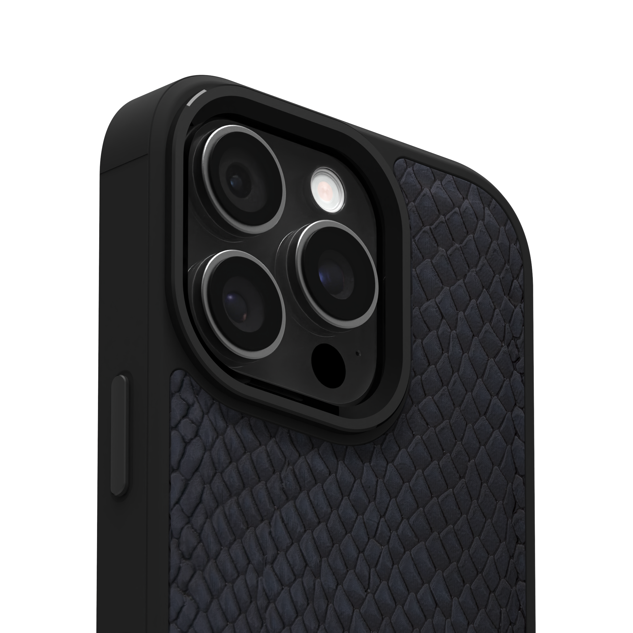 Dark Blue Reptile Leather Case Cover for iPhone 16 Pro