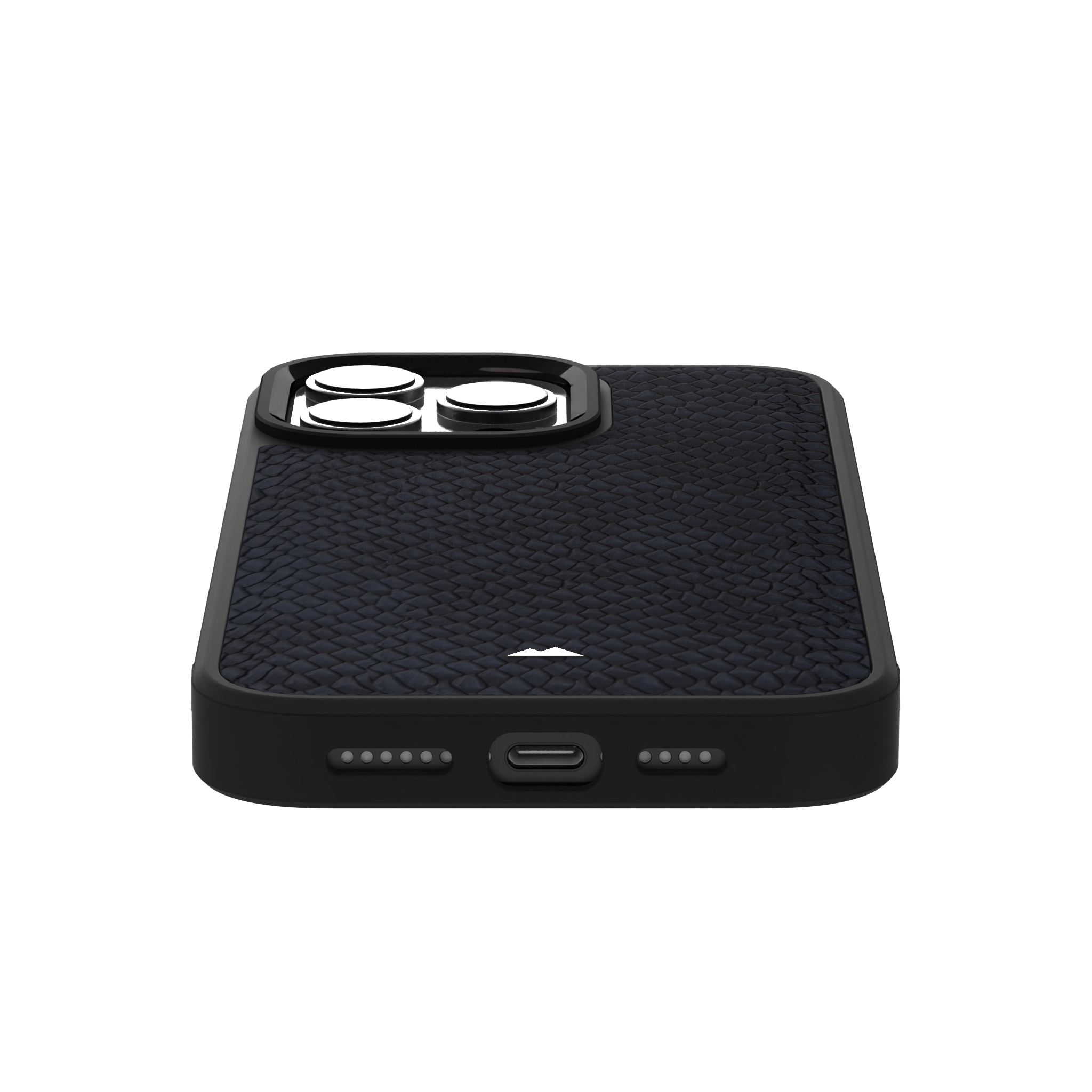 Dark Blue Reptile Leather Case Cover for iPhone 16 Pro Max