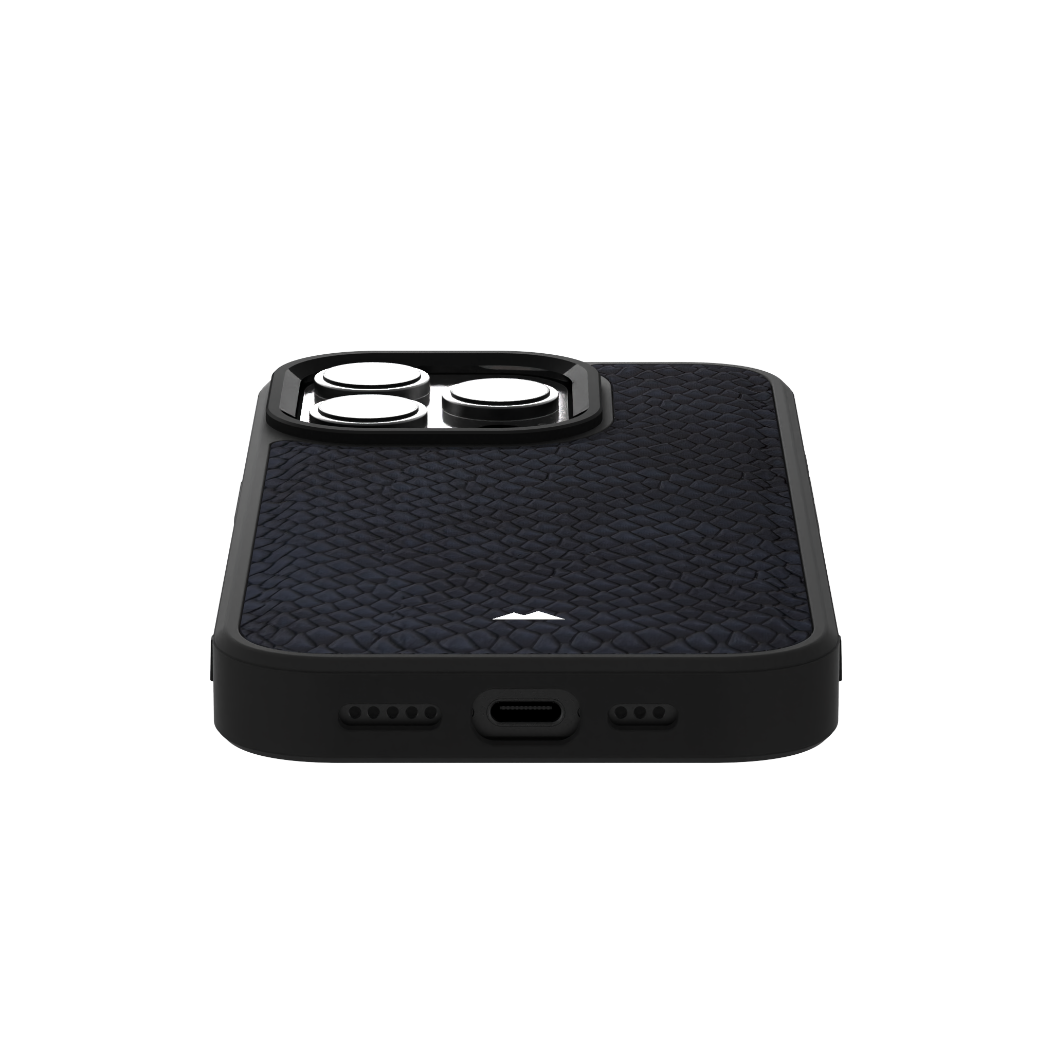 Dark Blue Reptile Leather Case Cover for iPhone 16 Pro