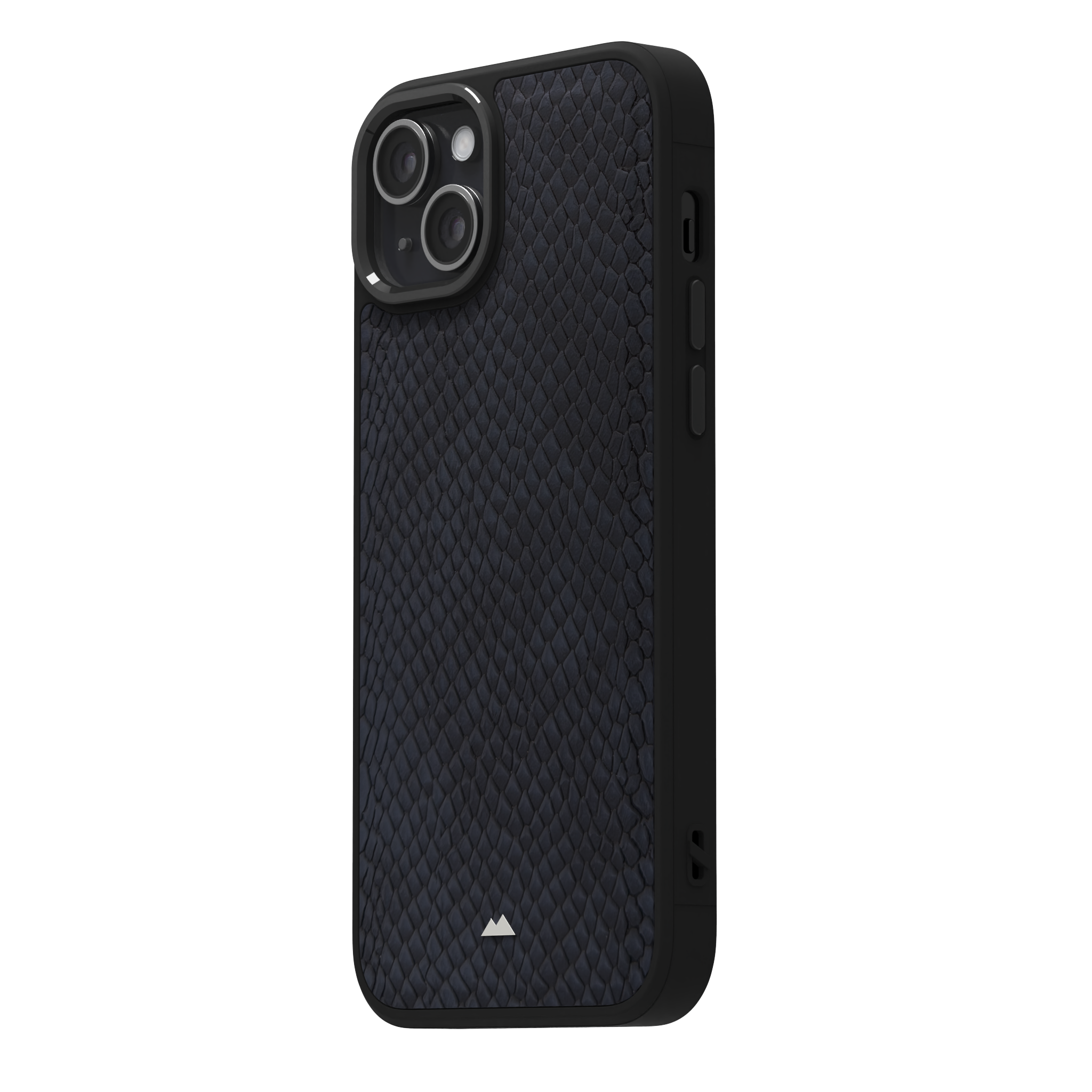 Dark Blue Reptile Leather Case Cover for iPhone 15 Plus