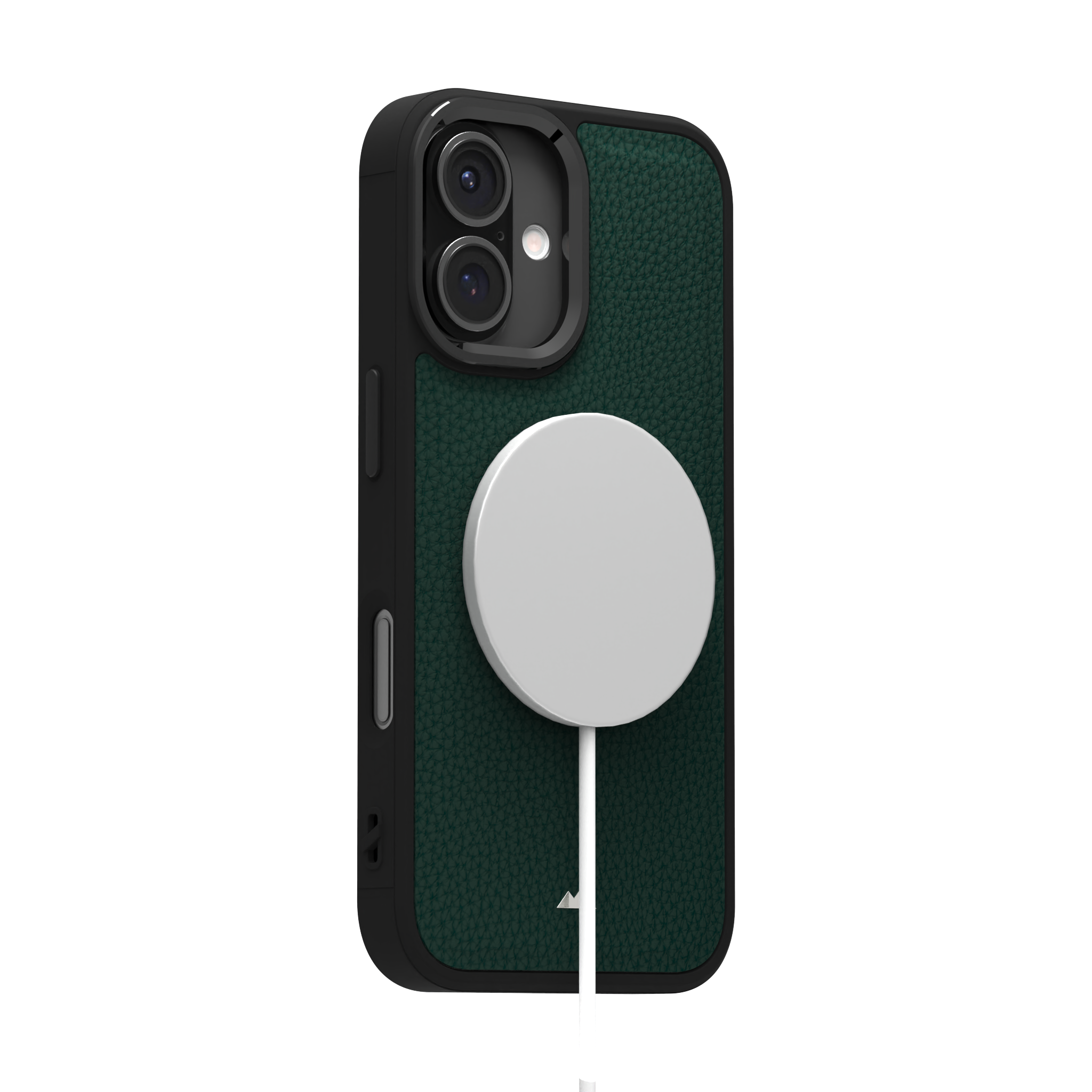 Dark Green Full Grain Leather Case Cover for iPhone 16