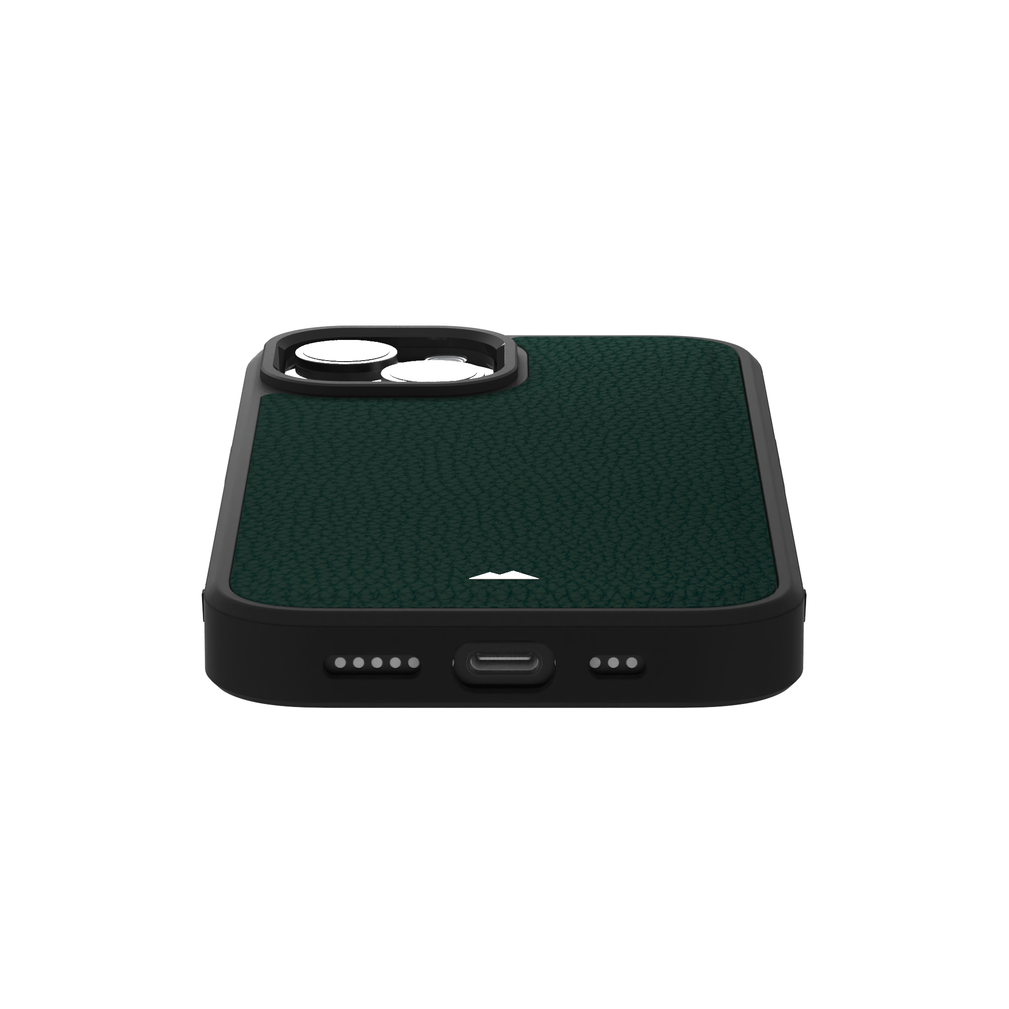 Dark Green Full Grain Leather Case Cover for iPhone 15