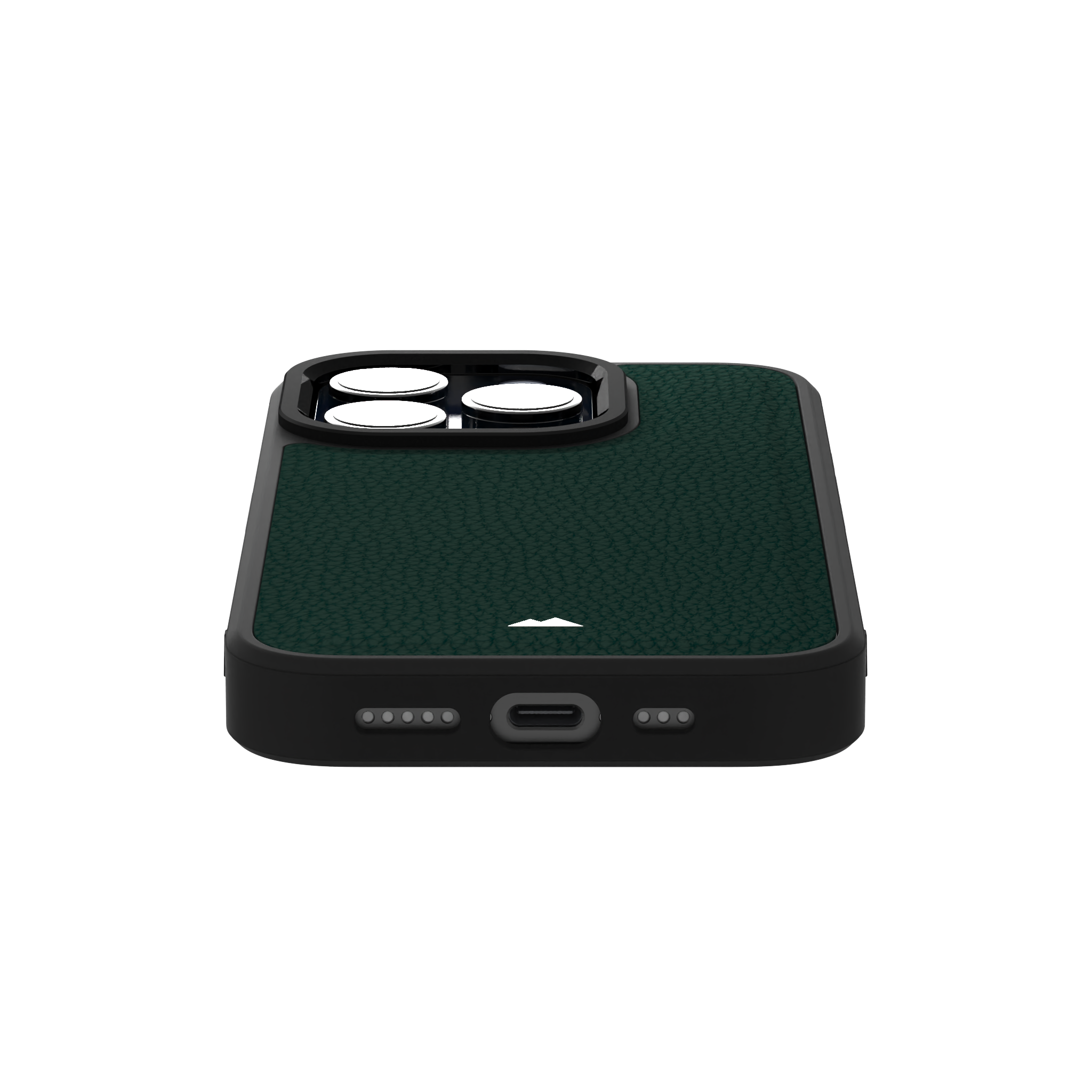 Dark Green Full Grain Leather Case Cover for iPhone 15 Pro