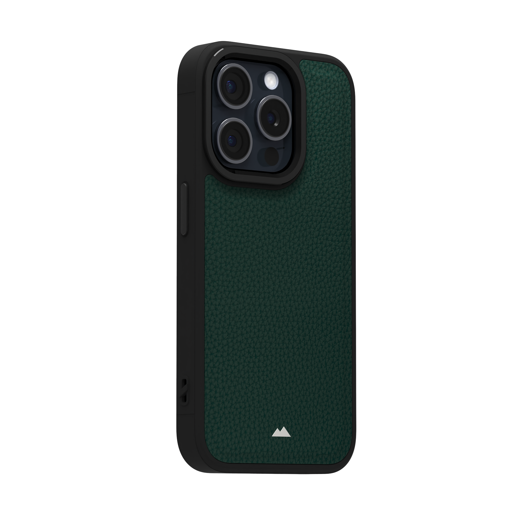 Dark Green Full Grain Leather Case Cover for iPhone 15 Pro