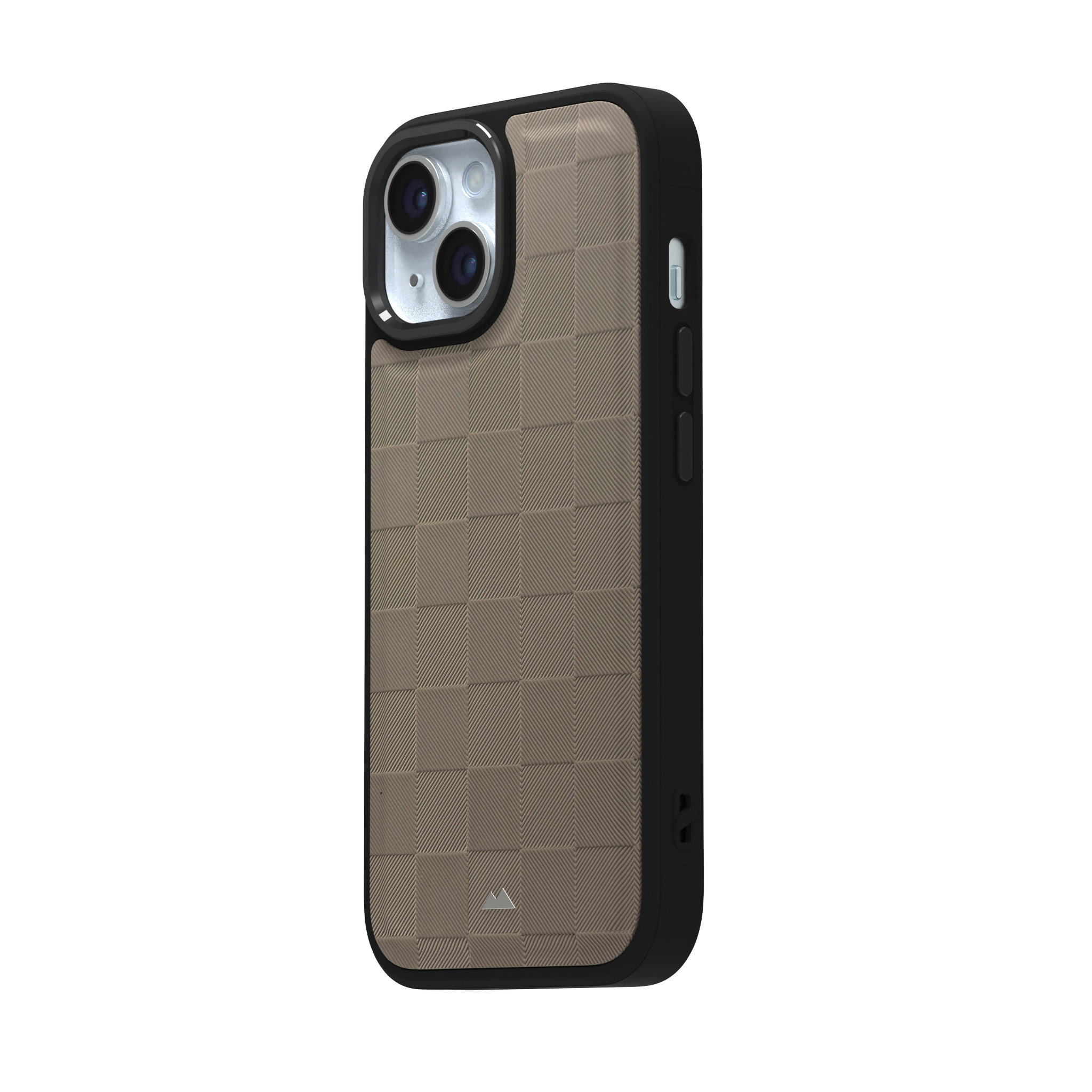 Cream Checkered Leather Case Cover for iPhone 15