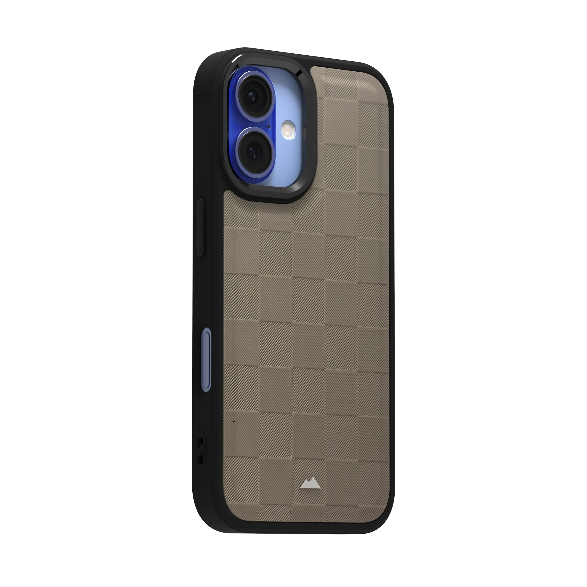 Cream Checkered Leather Case Cover for iPhone 16