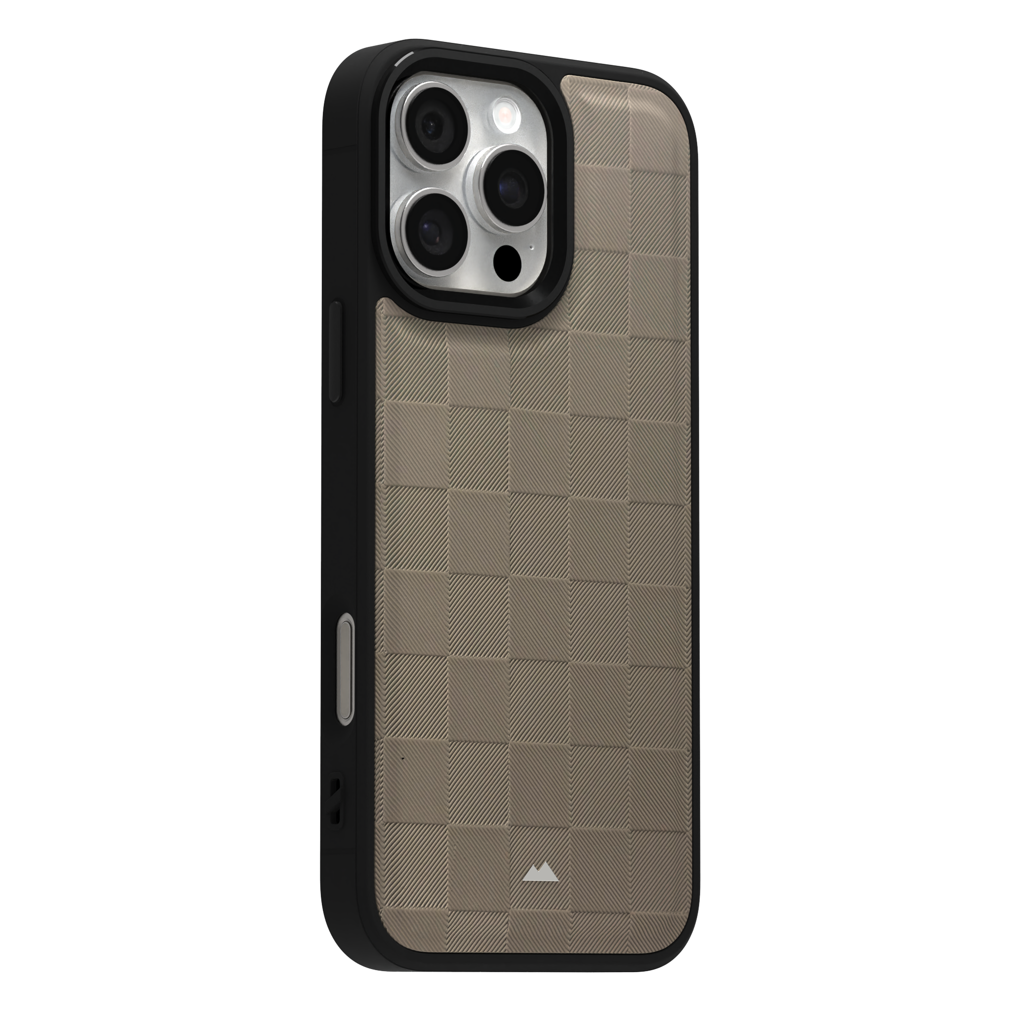 Cream Checkered Leather Case Cover for iPhone 16 Pro Max