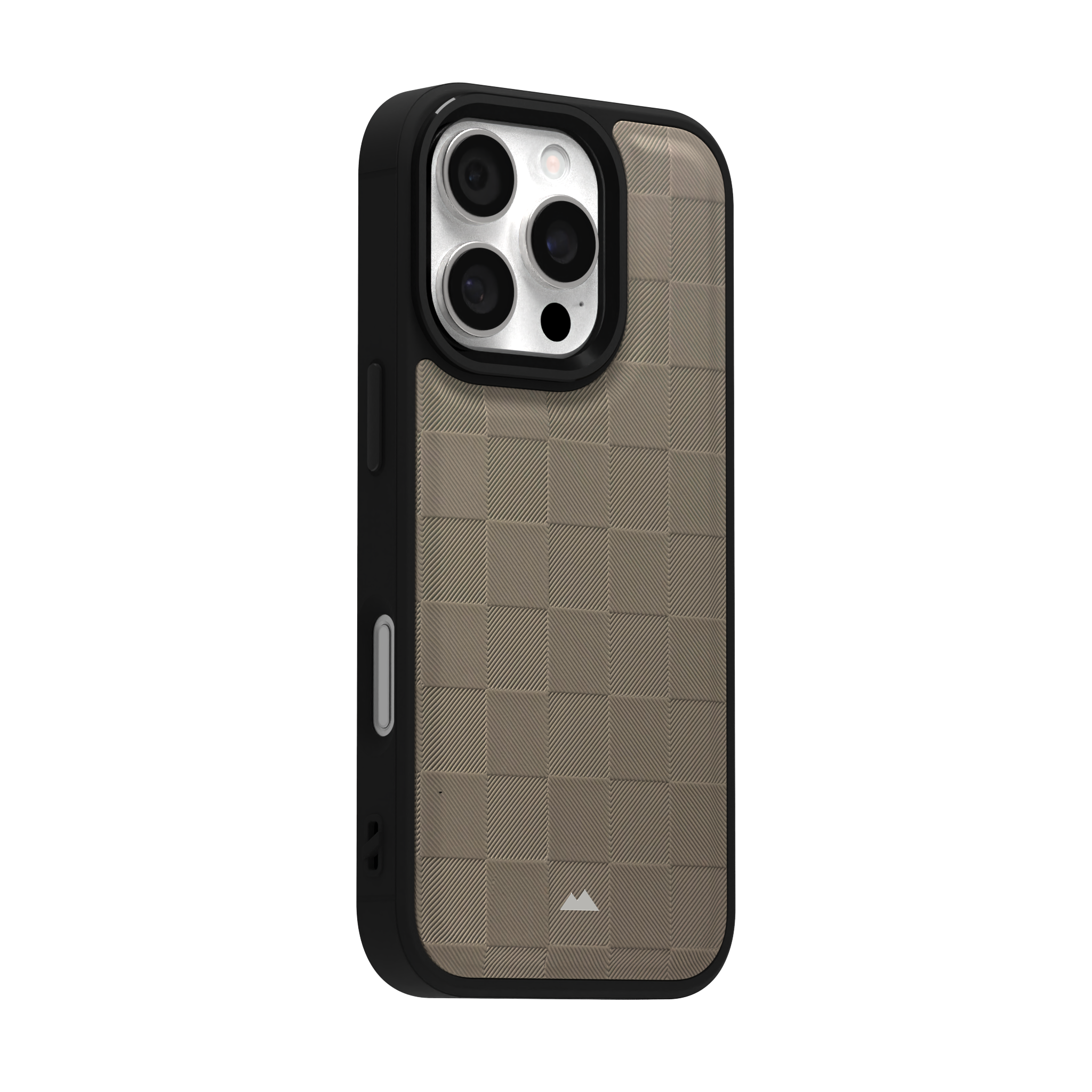 Cream Checkered Leather Case Cover for iPhone 16 Pro