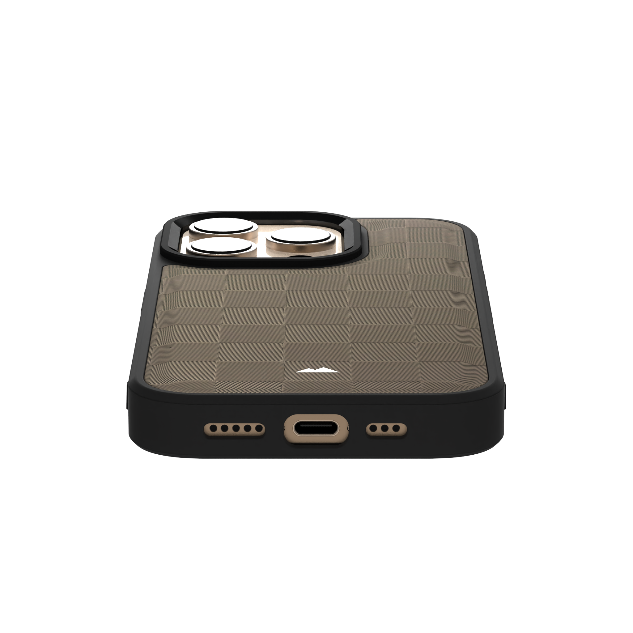 Cream Checkered Leather Case Cover for iPhone 16 Pro