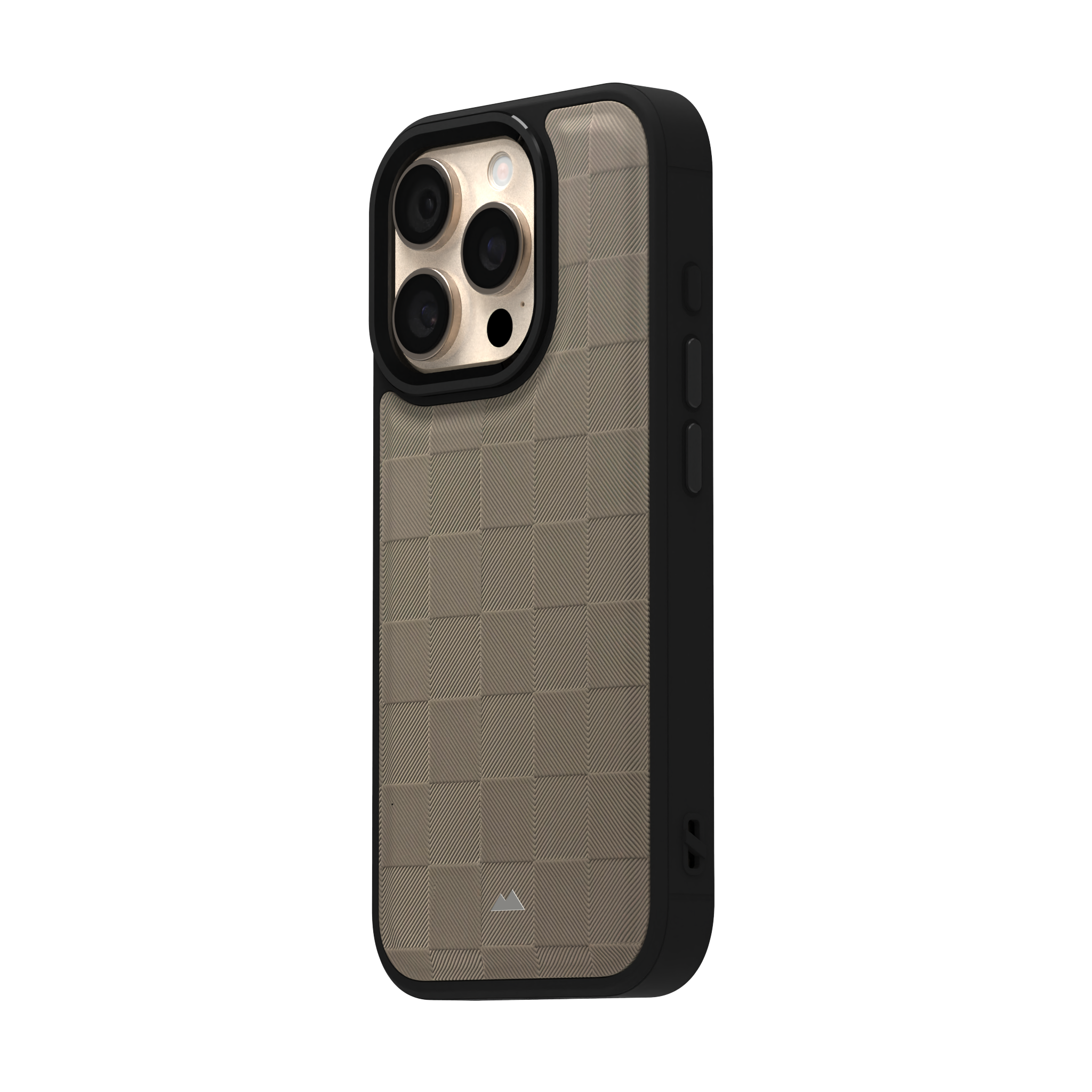 Cream Checkered Leather Case Cover for iPhone 16 Pro