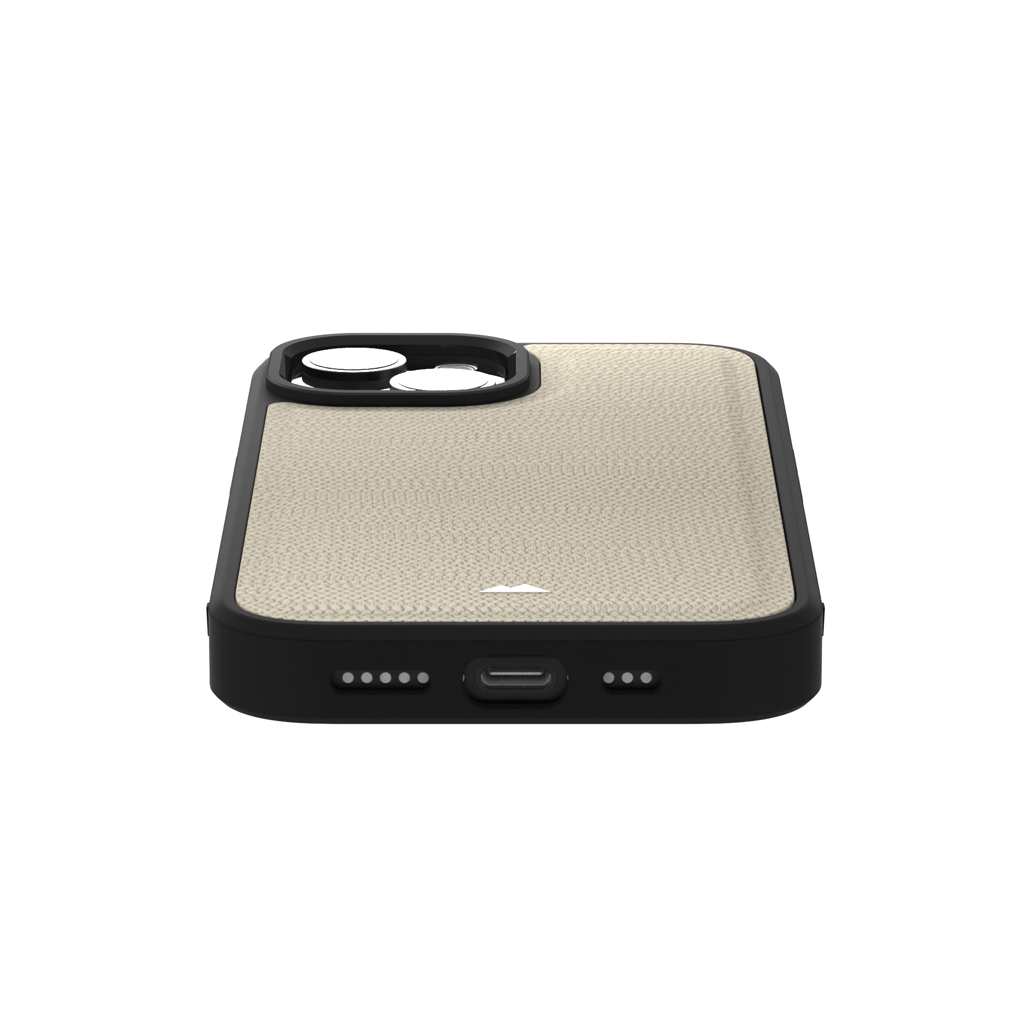 Cream Striped Leather Case Cover for iPhone 15