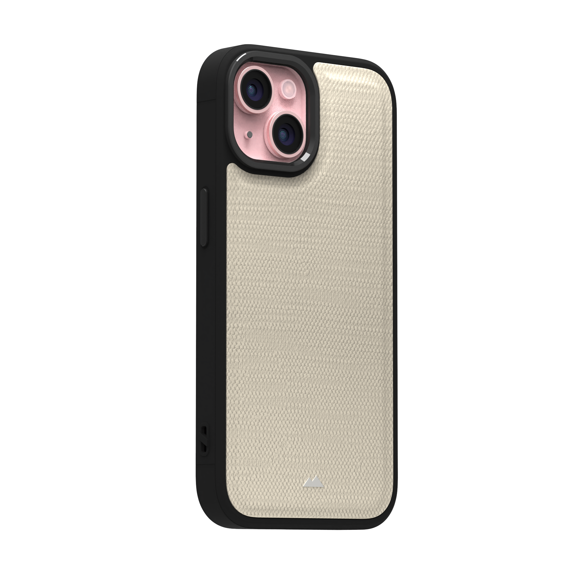 Cream Striped Leather Case Cover for iPhone 15