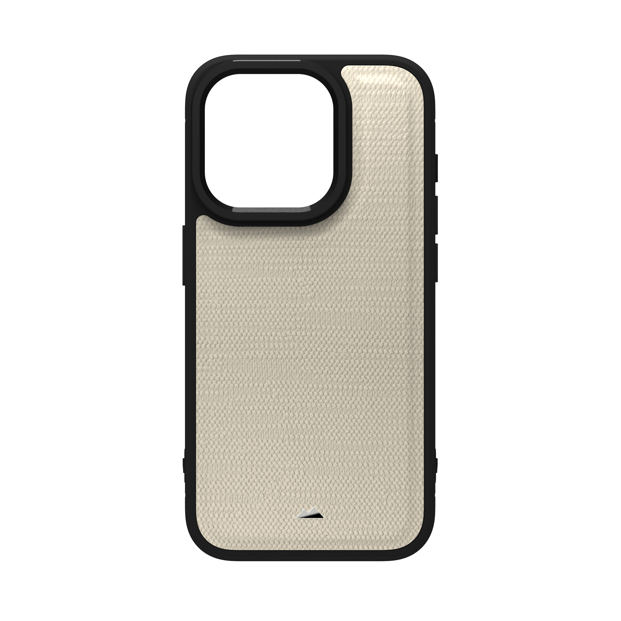 Cream Striped Leather Case Cover for iPhone 15 Pro