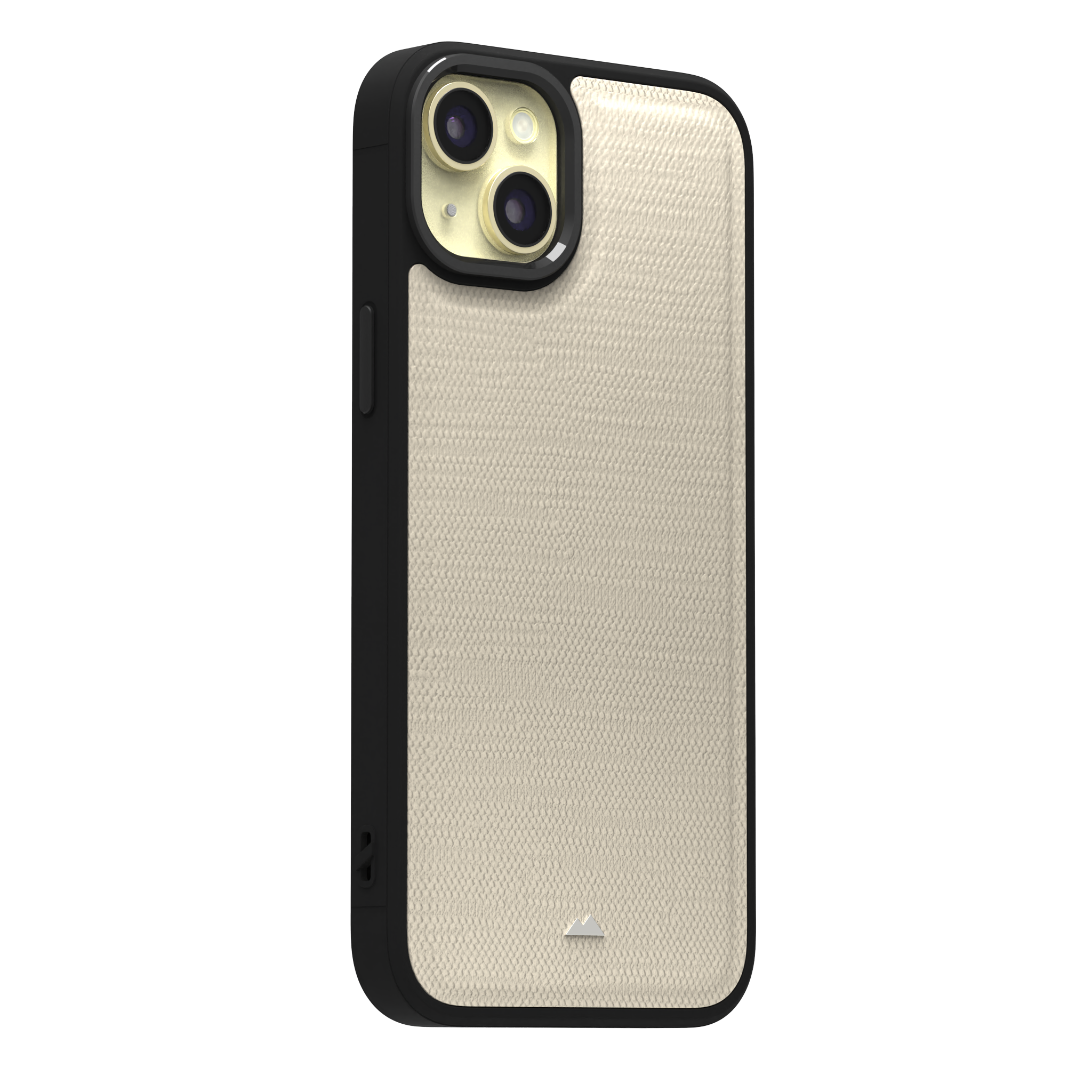 Cream Striped Leather Case Cover for iPhone 15 Plus