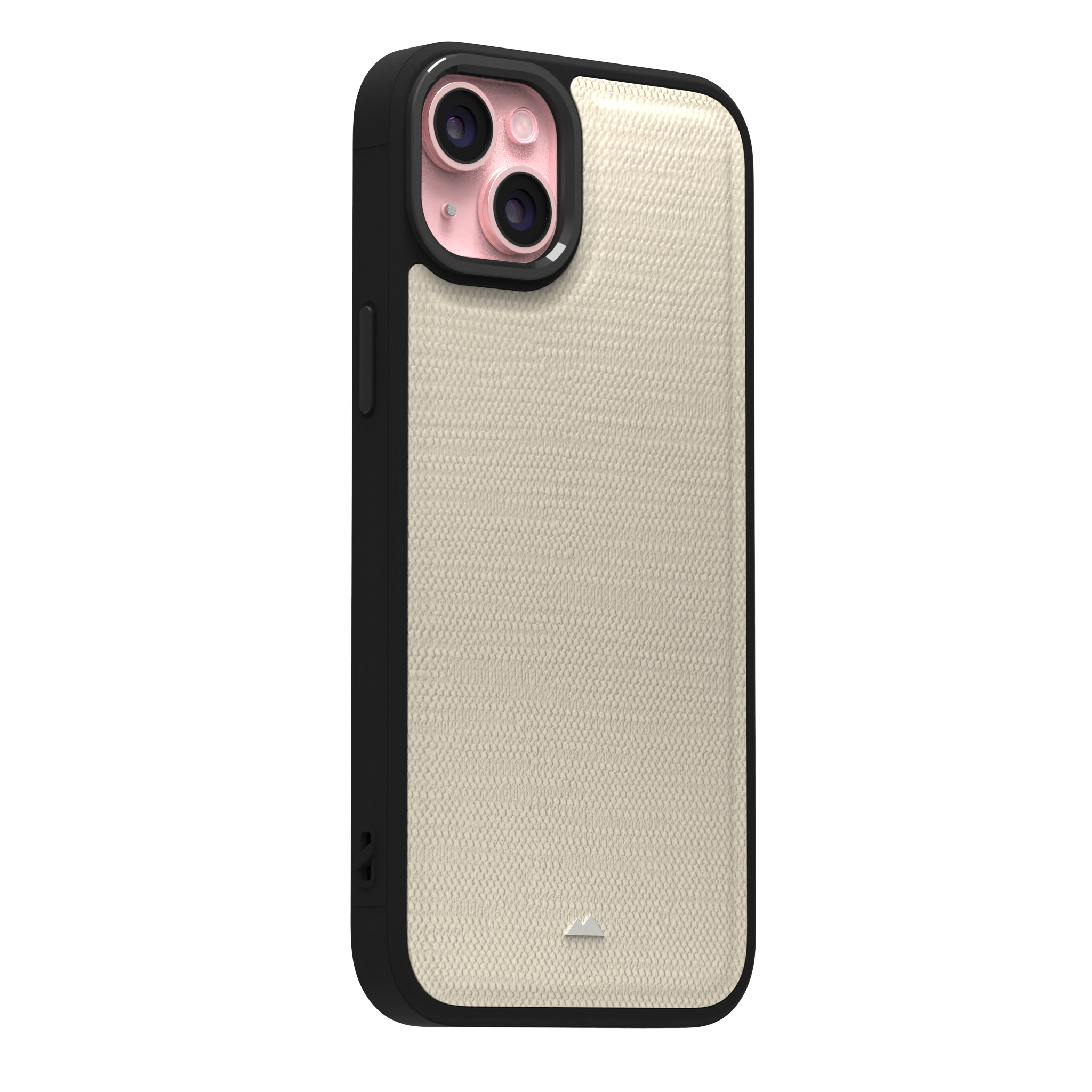 Cream Striped Leather Case Cover for iPhone 15 Plus