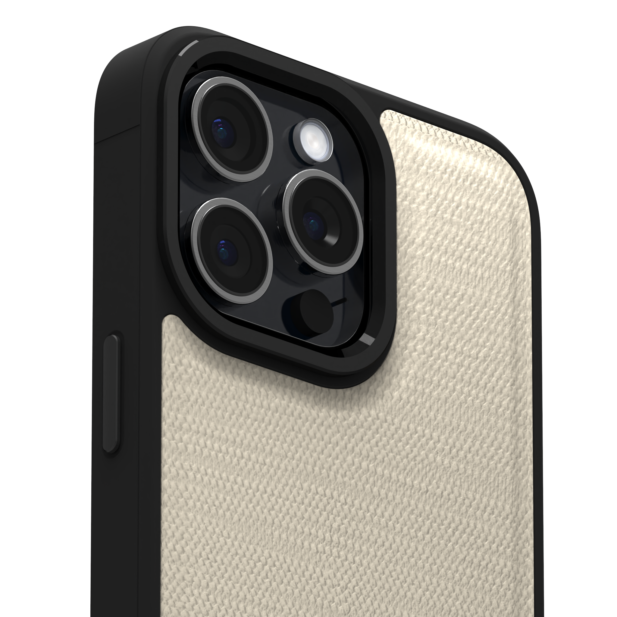 Cream Striped Leather Case Cover for iPhone 15 Pro Max