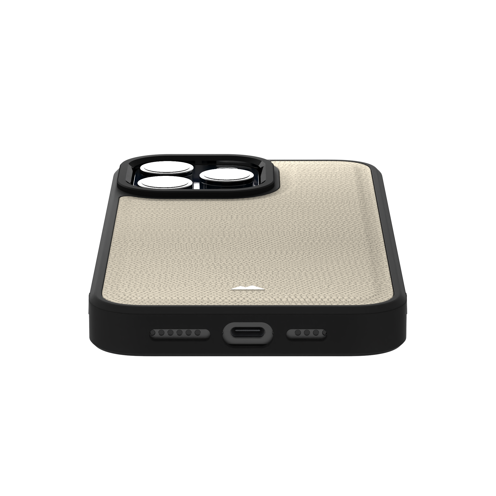 Cream Striped Leather Case Cover for iPhone 15 Pro Max