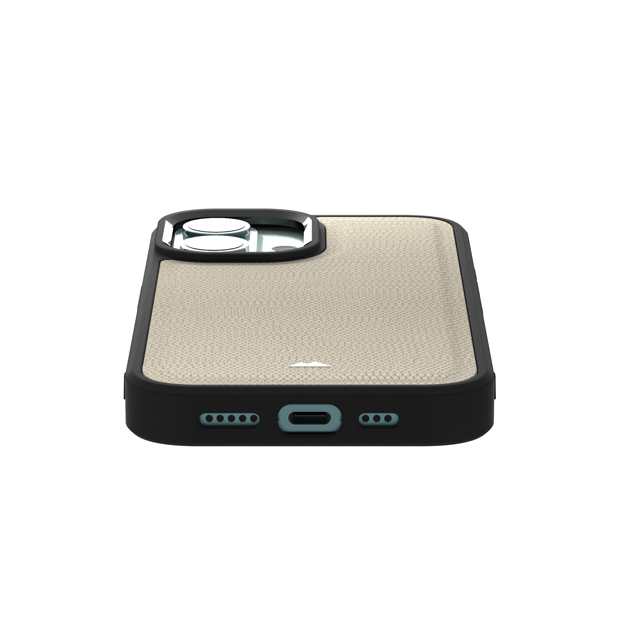 Cream Striped Leather Case Cover for iPhone 16