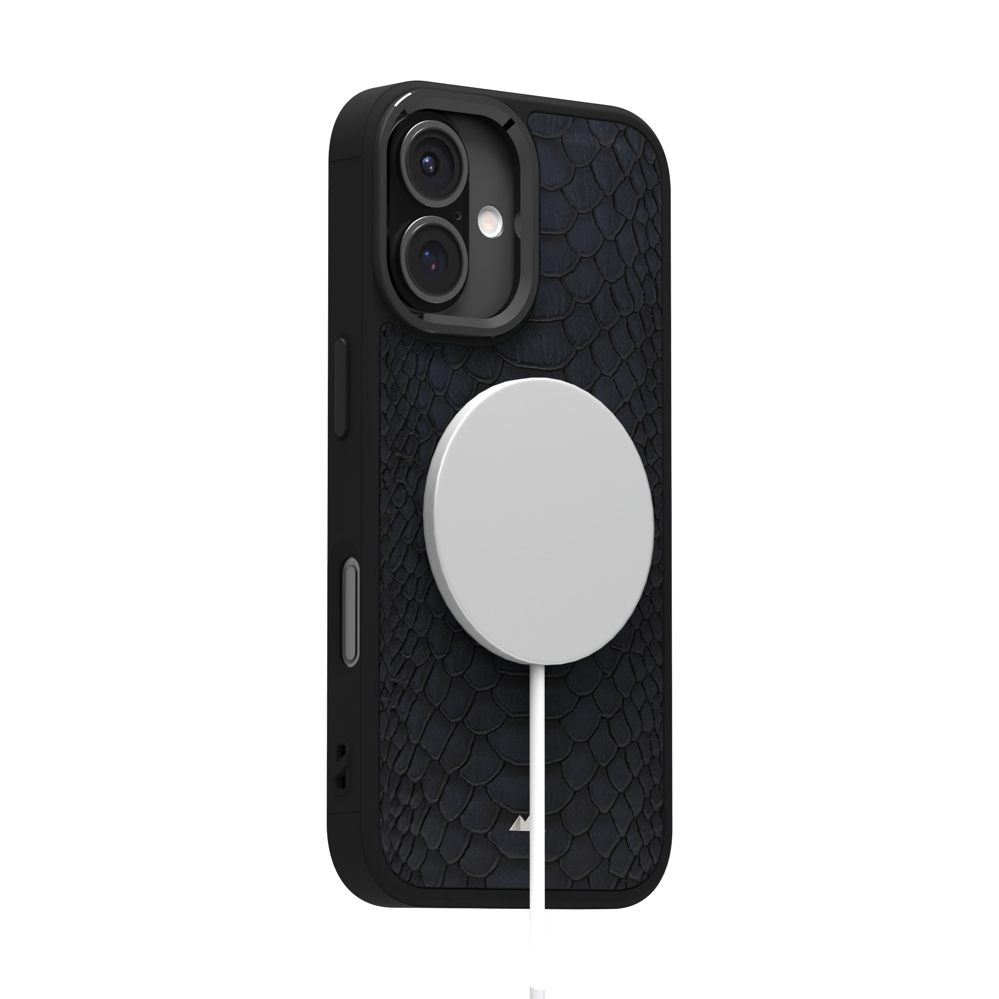 Blue Python Leather Case Cover for iPhone 16