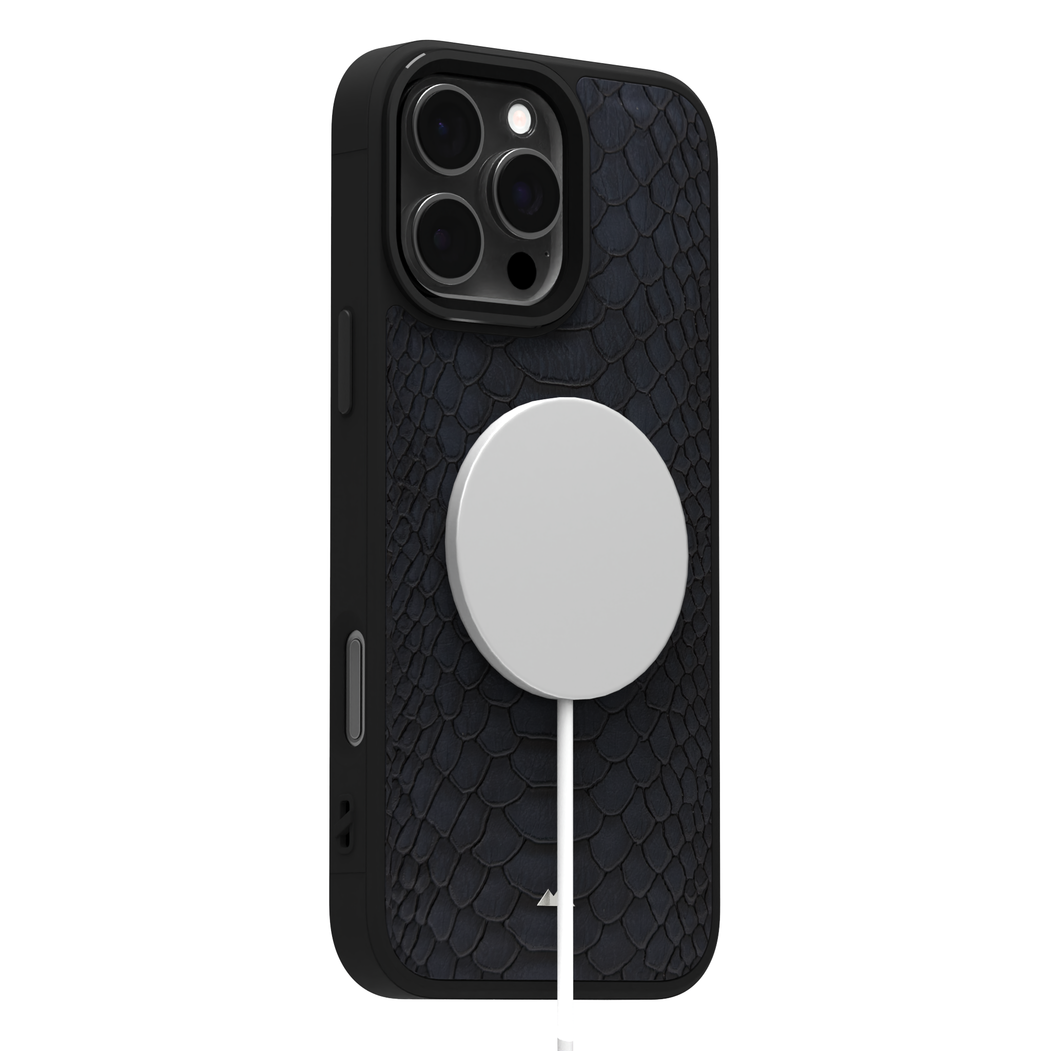 Blue Python Leather Case Cover for iPhone 16 Pro Max