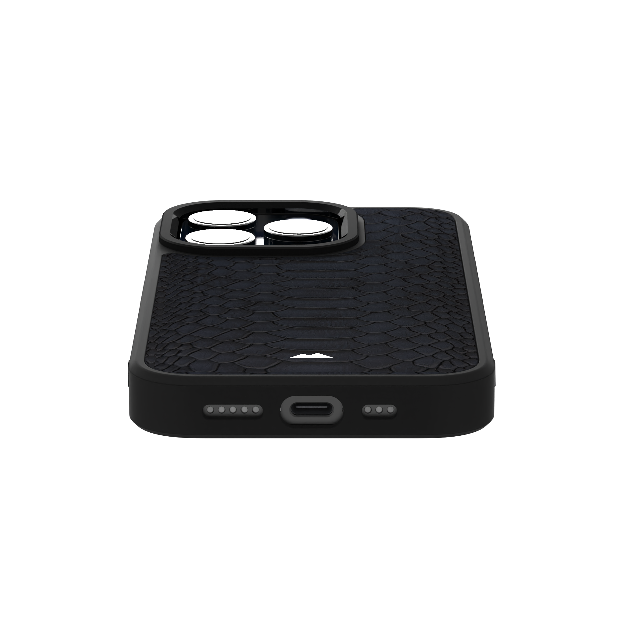 Blue Python Leather Case Cover for iPhone 15 Pro