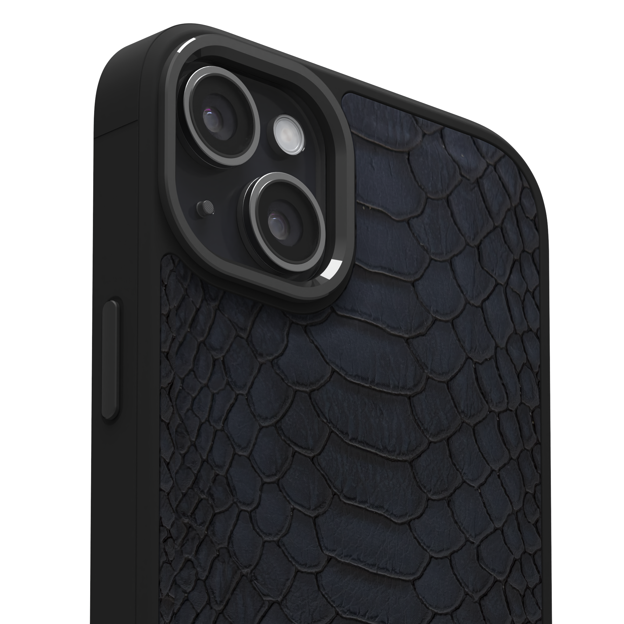 Blue Python Leather Case Cover for iPhone 15 Plus