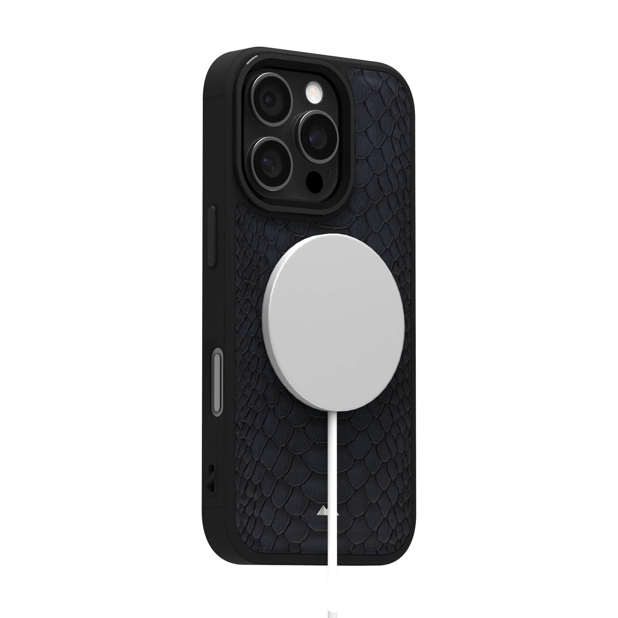 Blue Python Leather Case Cover for iPhone 16 Pro