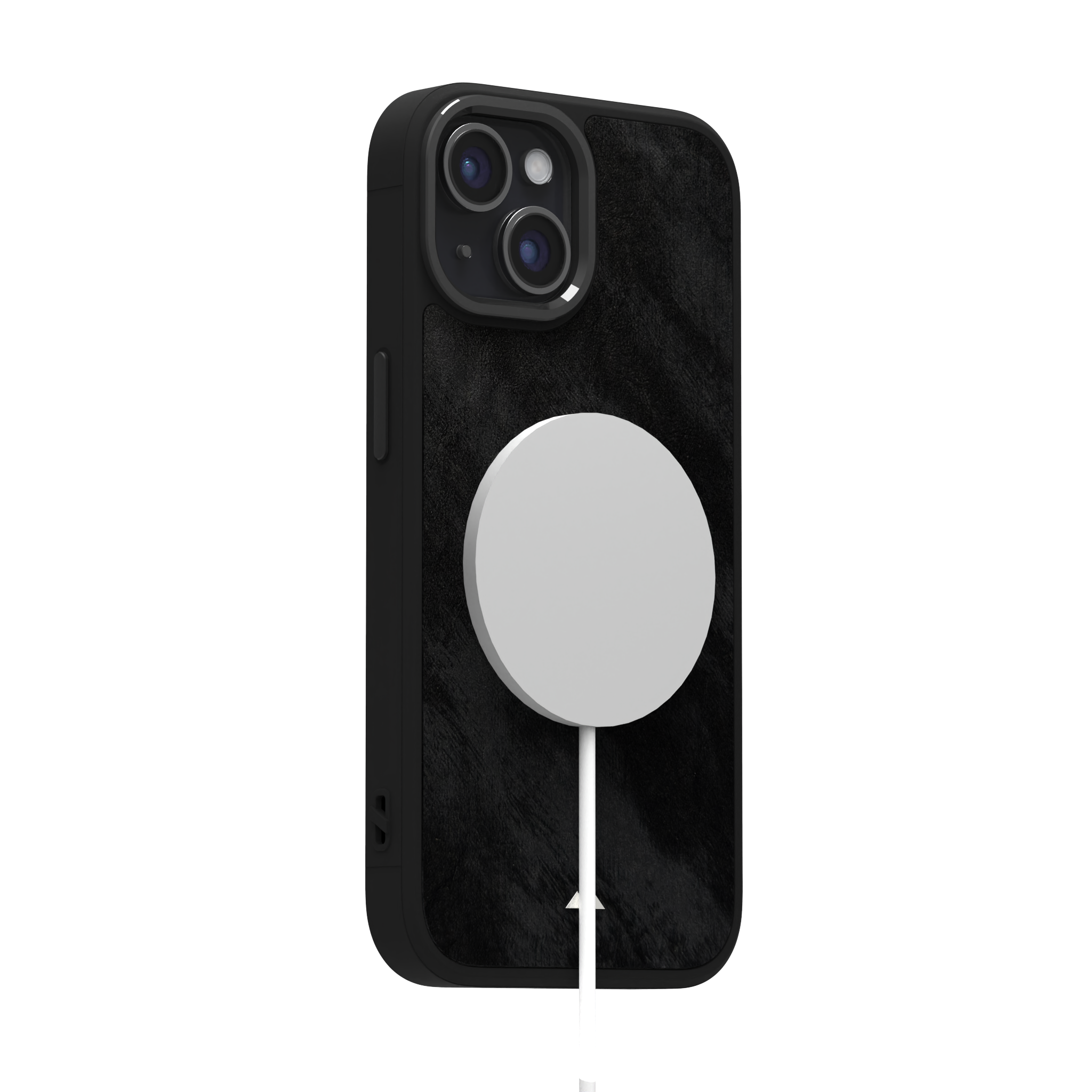 Black Frost Leather Case Cover for iPhone 15