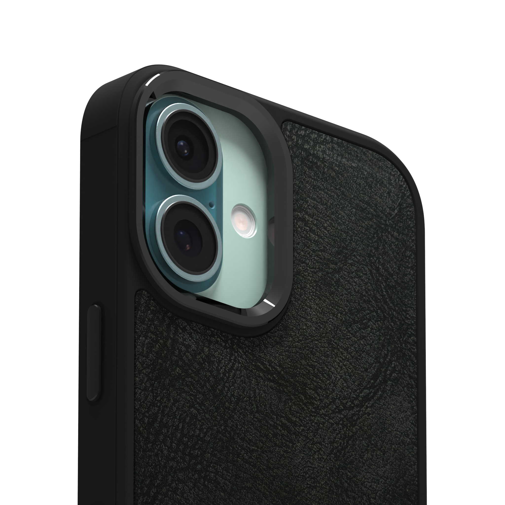 Shadowed Black Leather Case Cover for iPhone 16