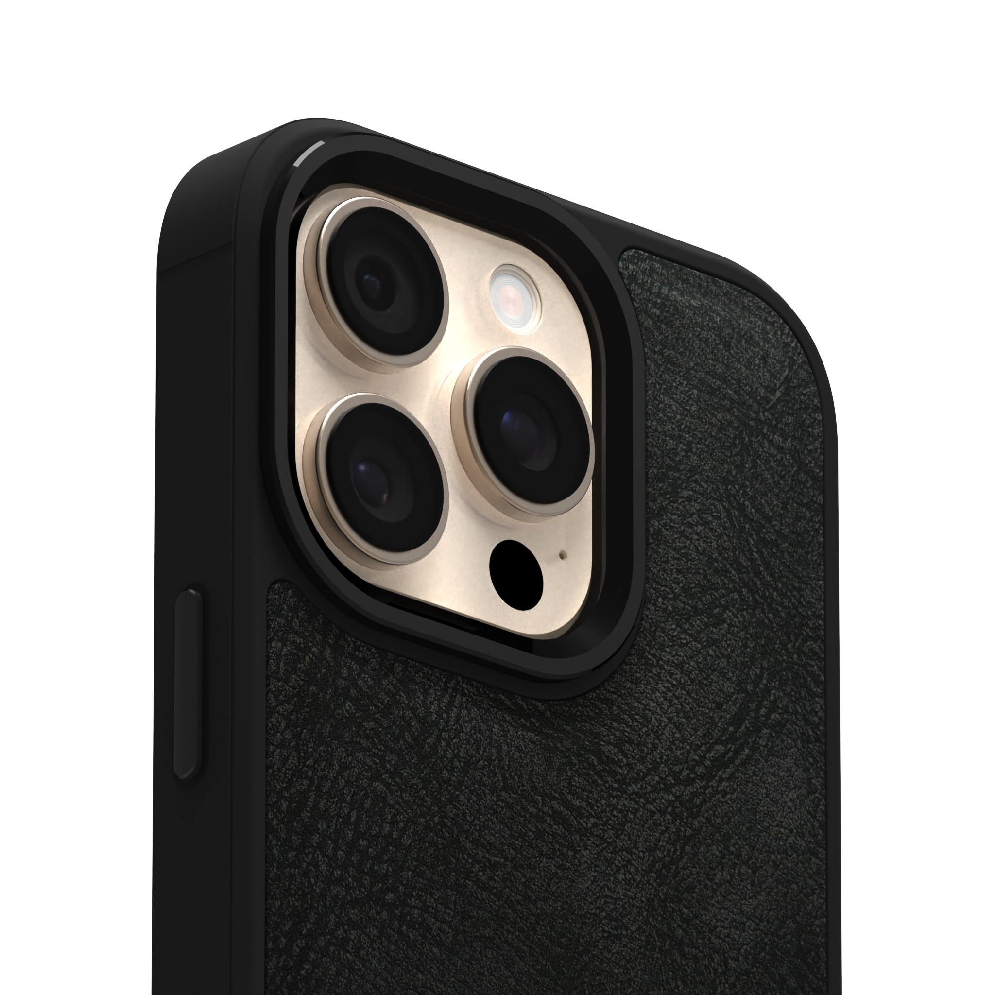 Shadowed Black Leather Case Cover for iPhone 16 Pro