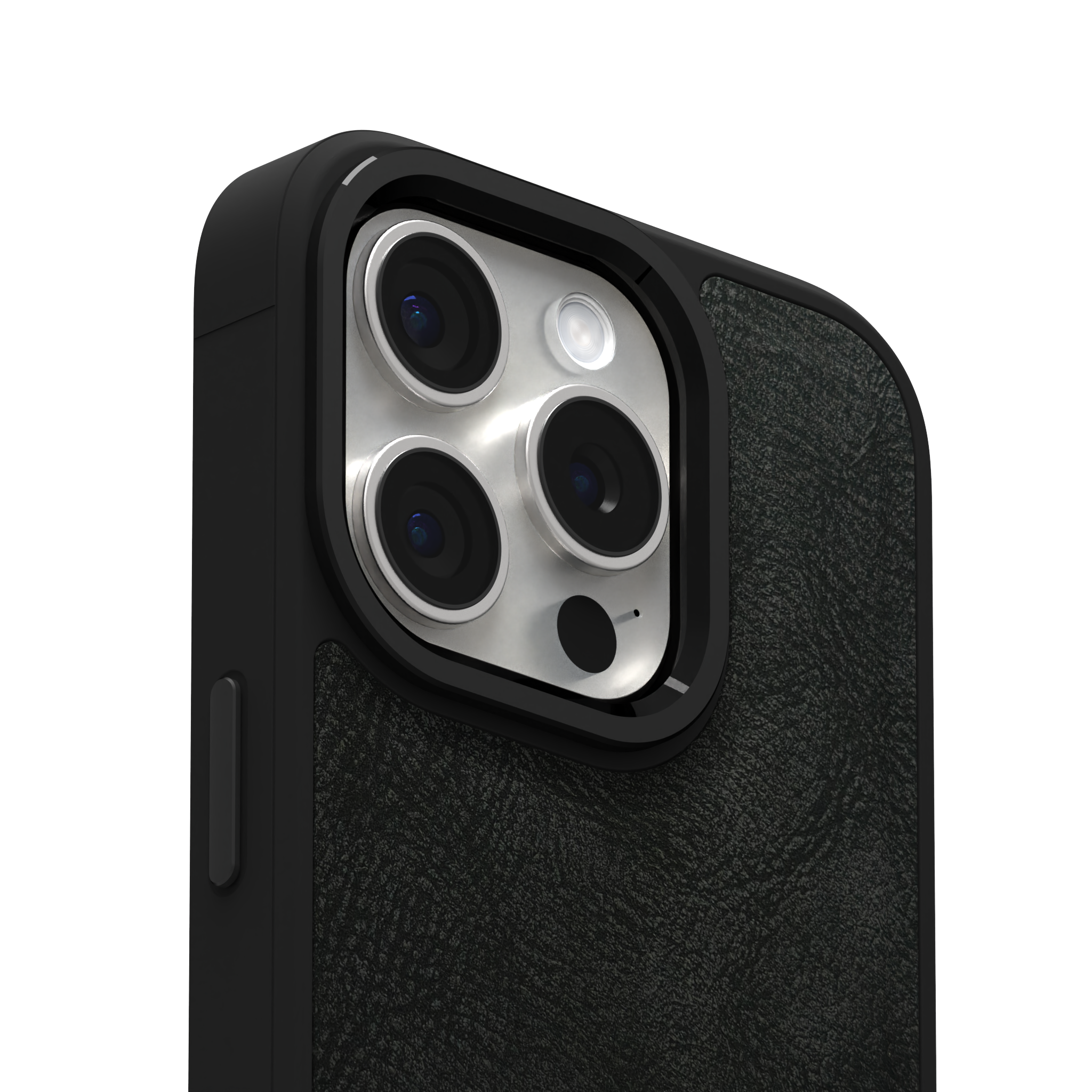 Shadowed Black Leather Case Cover for iPhone 15 Pro