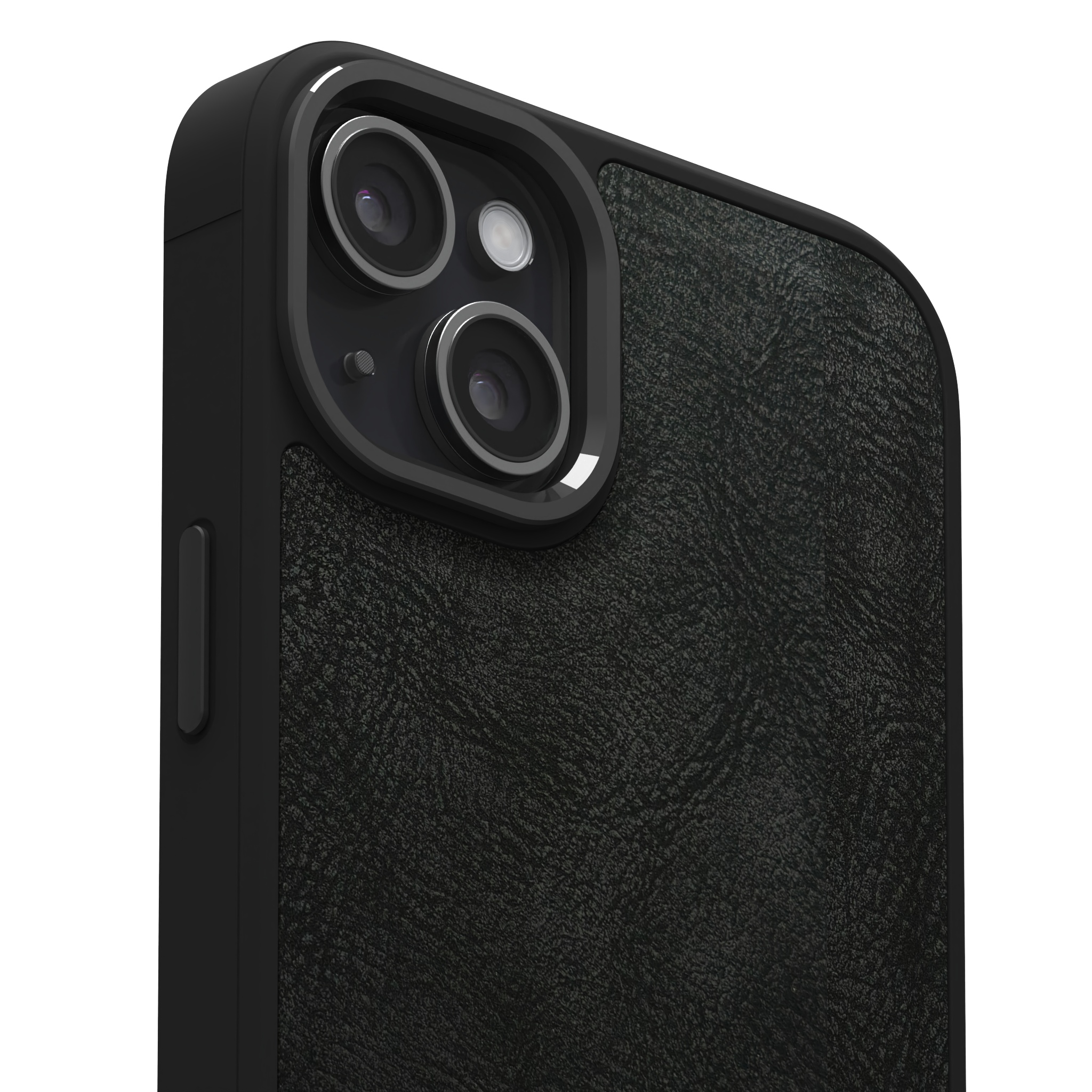 Shadowed Black Leather Case Cover for iPhone 15 Plus