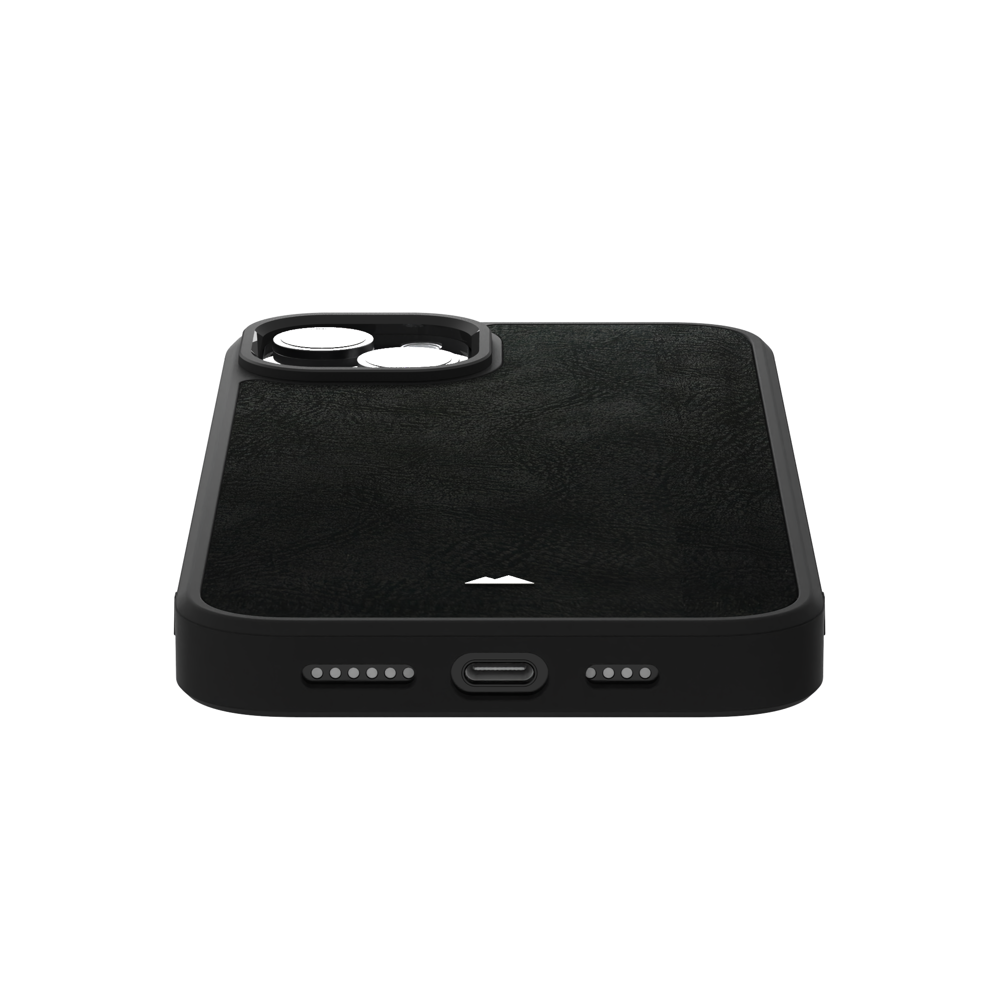 Shadowed Black Leather Case Cover for iPhone 15 Plus