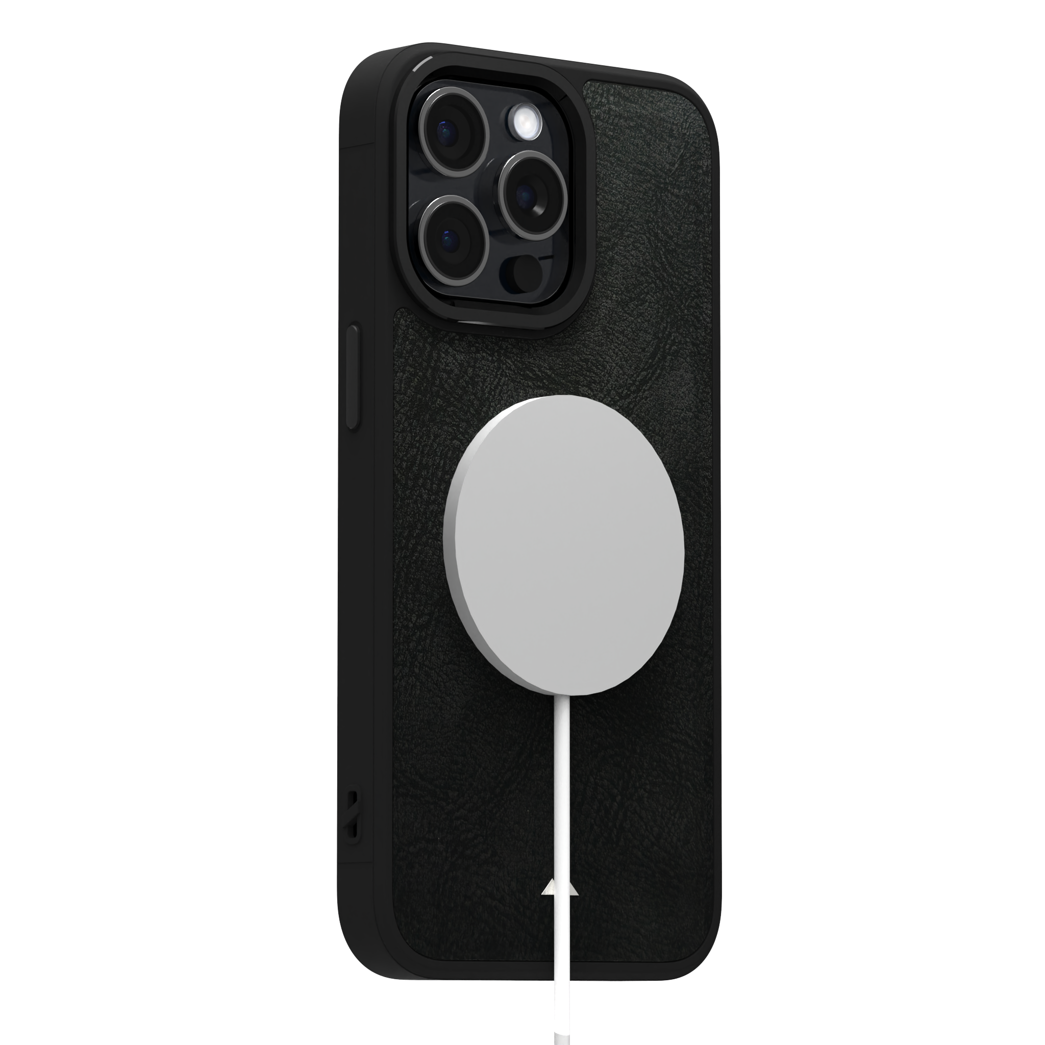 Shadowed Black Leather Case Cover for iPhone 15 Pro Max