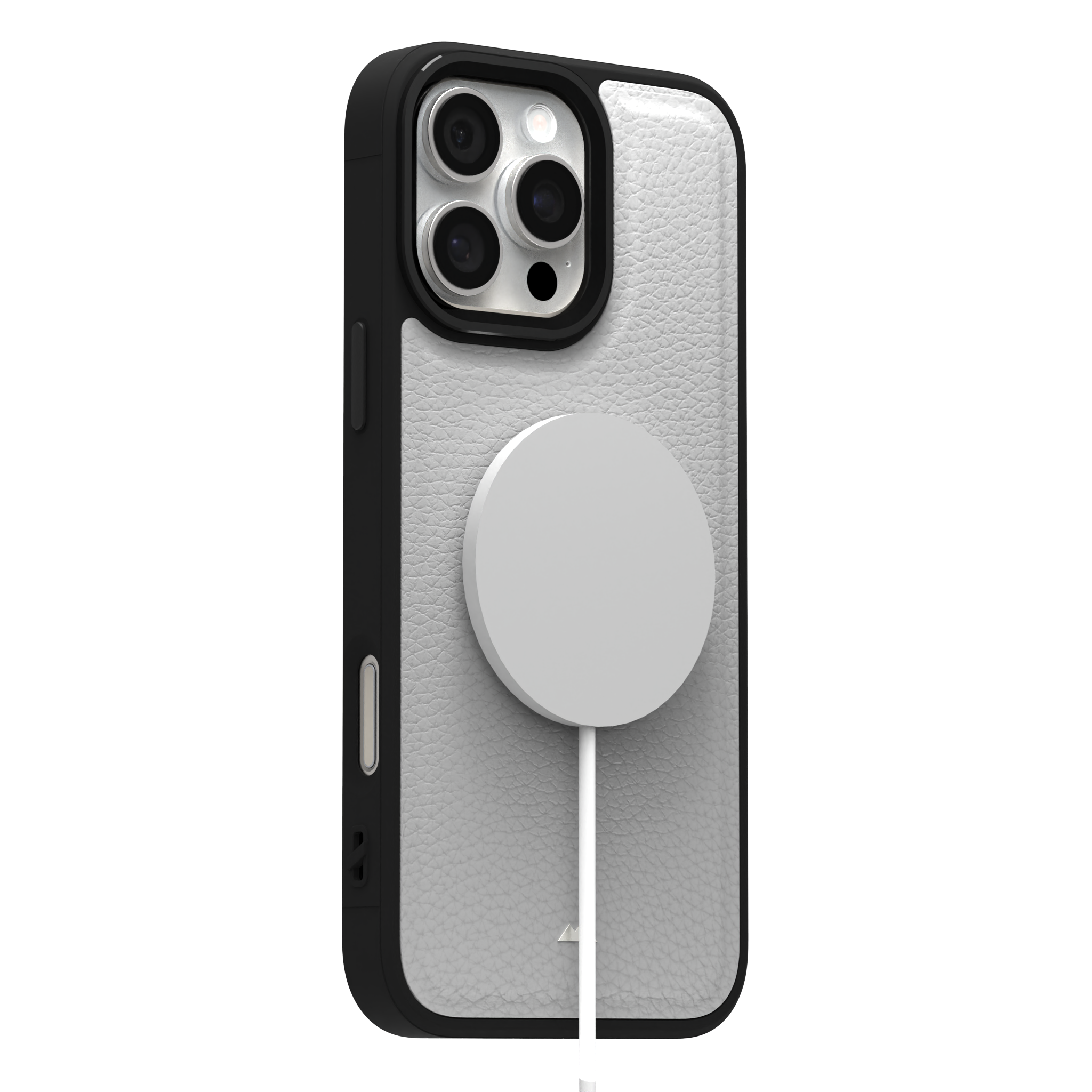 Snow Grain Leather Case Cover for iPhone 16 Pro Max