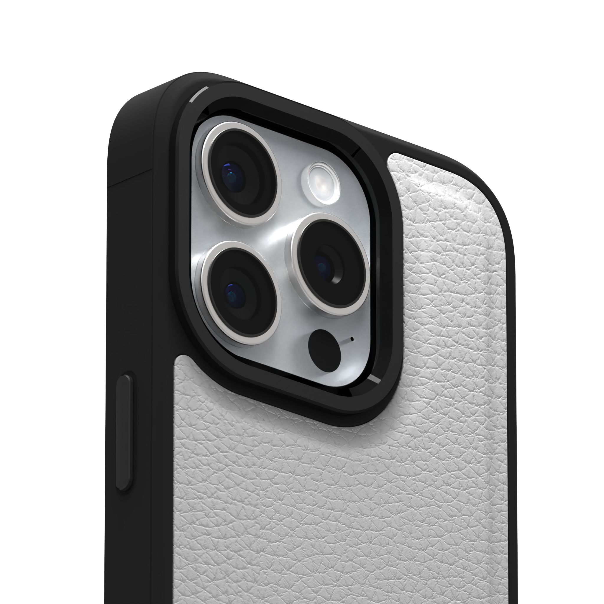 Snow Grain Leather Case Cover for iPhone 15 Pro