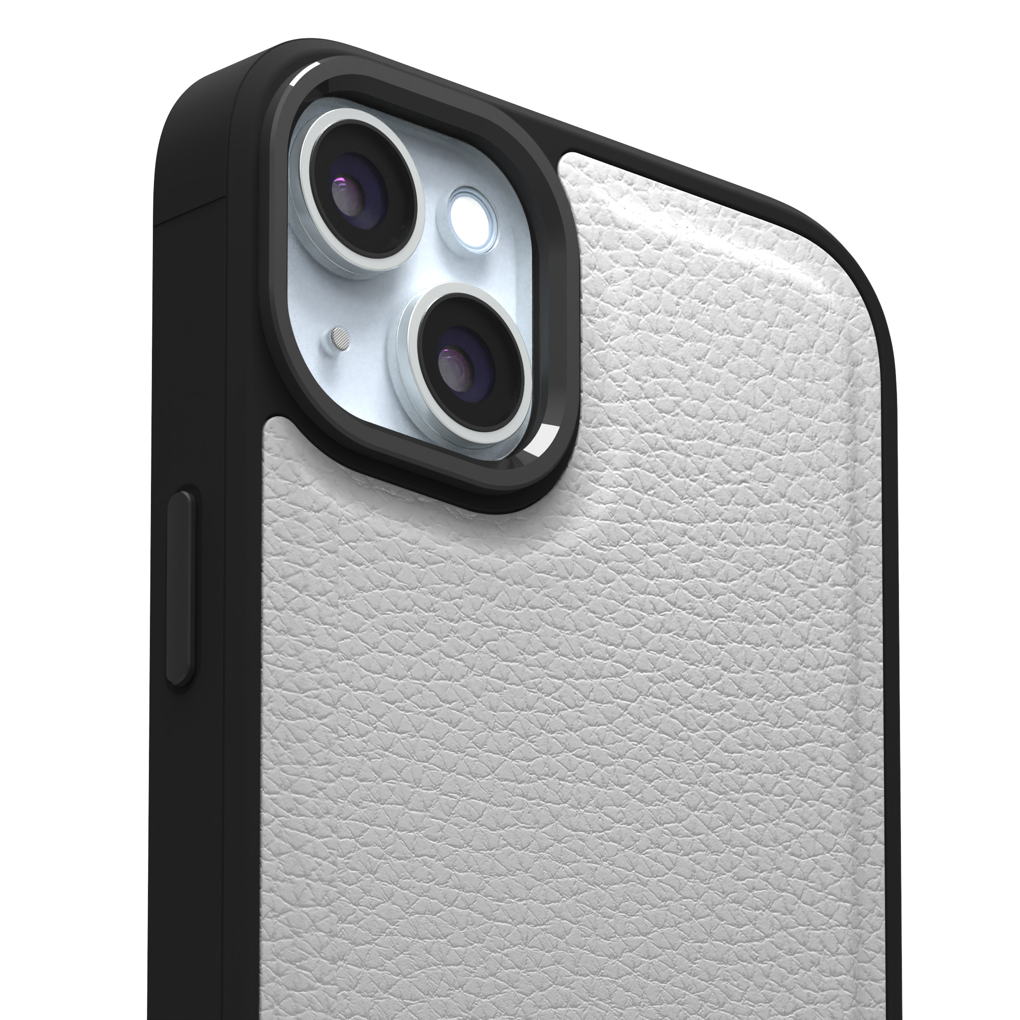 Snow Grain Leather Case Cover for iPhone 15 Plus