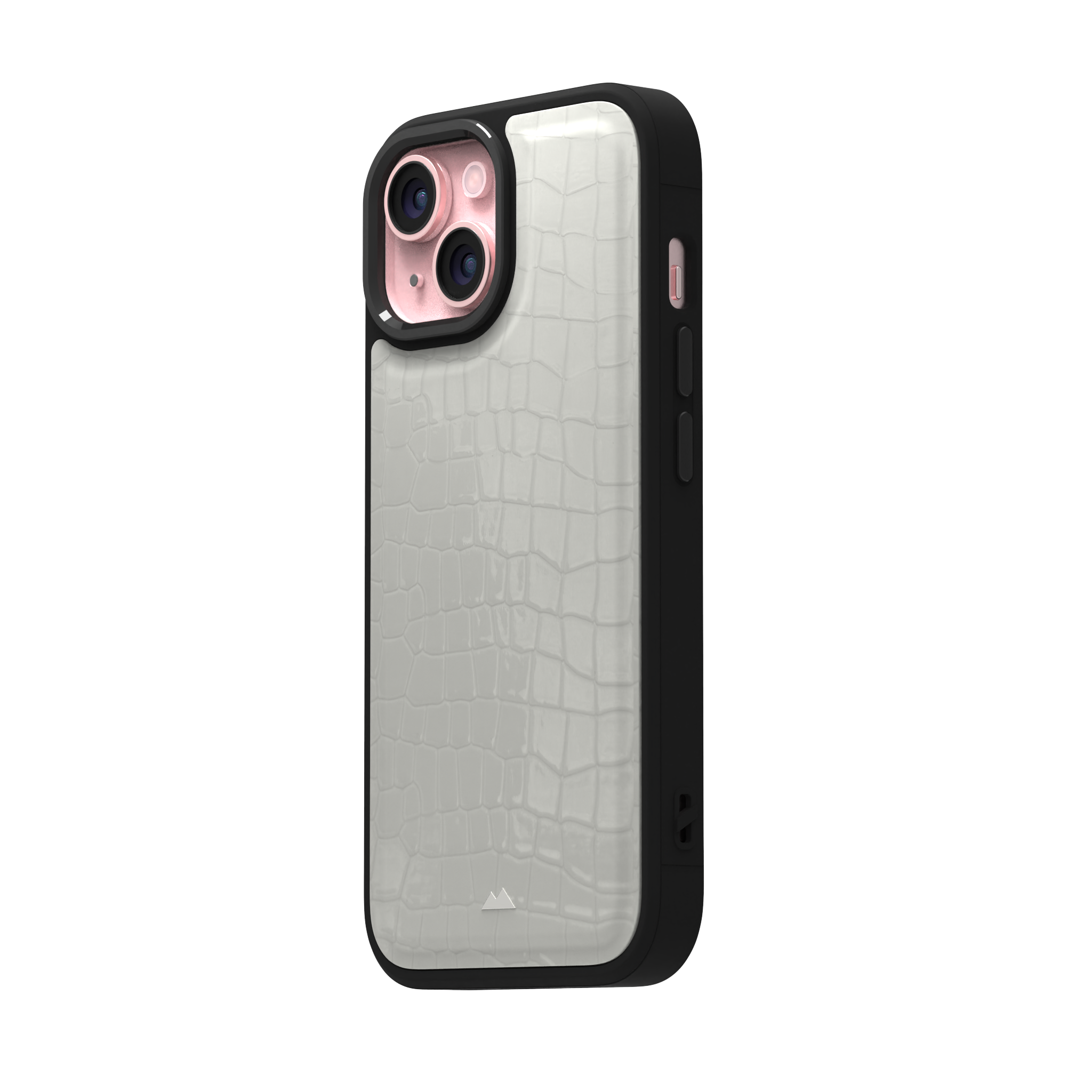 Patent White Python Leather Case Cover for iPhone 15