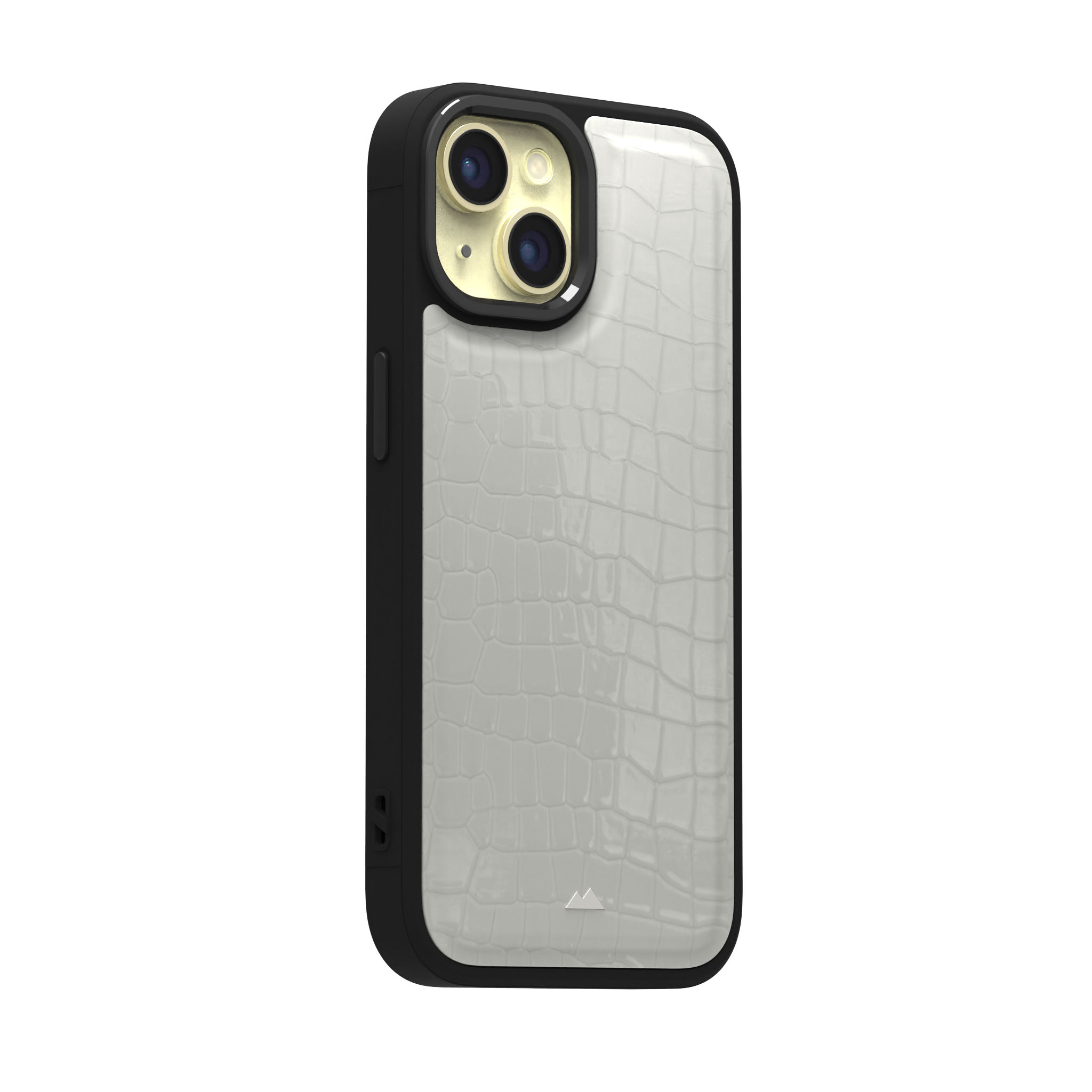 Patent White Python Leather Case Cover for iPhone 15