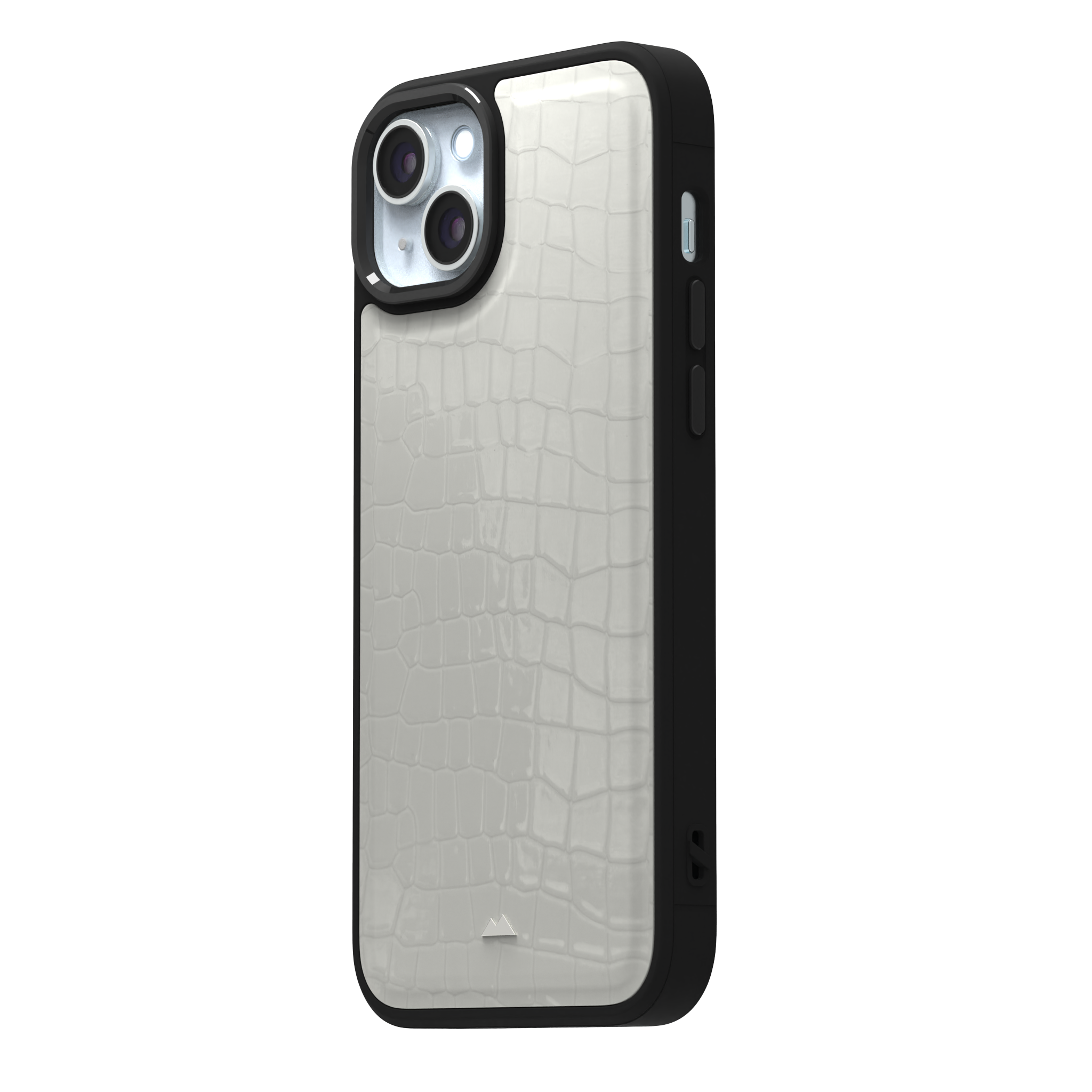 Patent White Python Leather Case Cover for iPhone 15 Plus