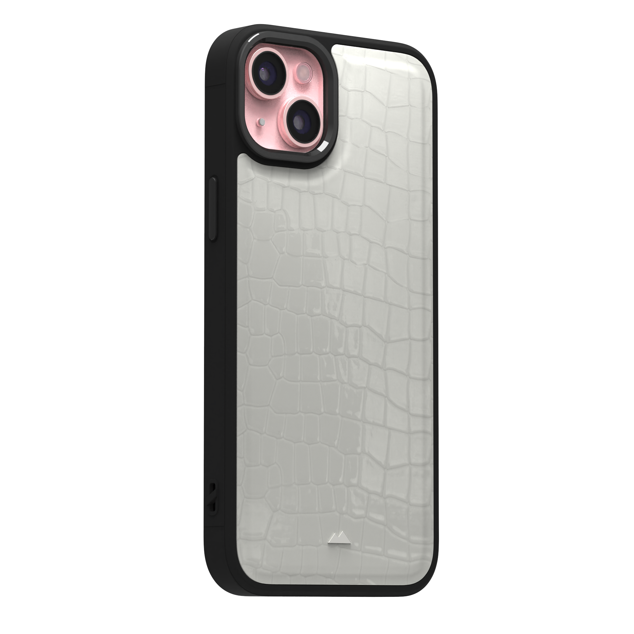 Patent White Python Leather Case Cover for iPhone 15 Plus