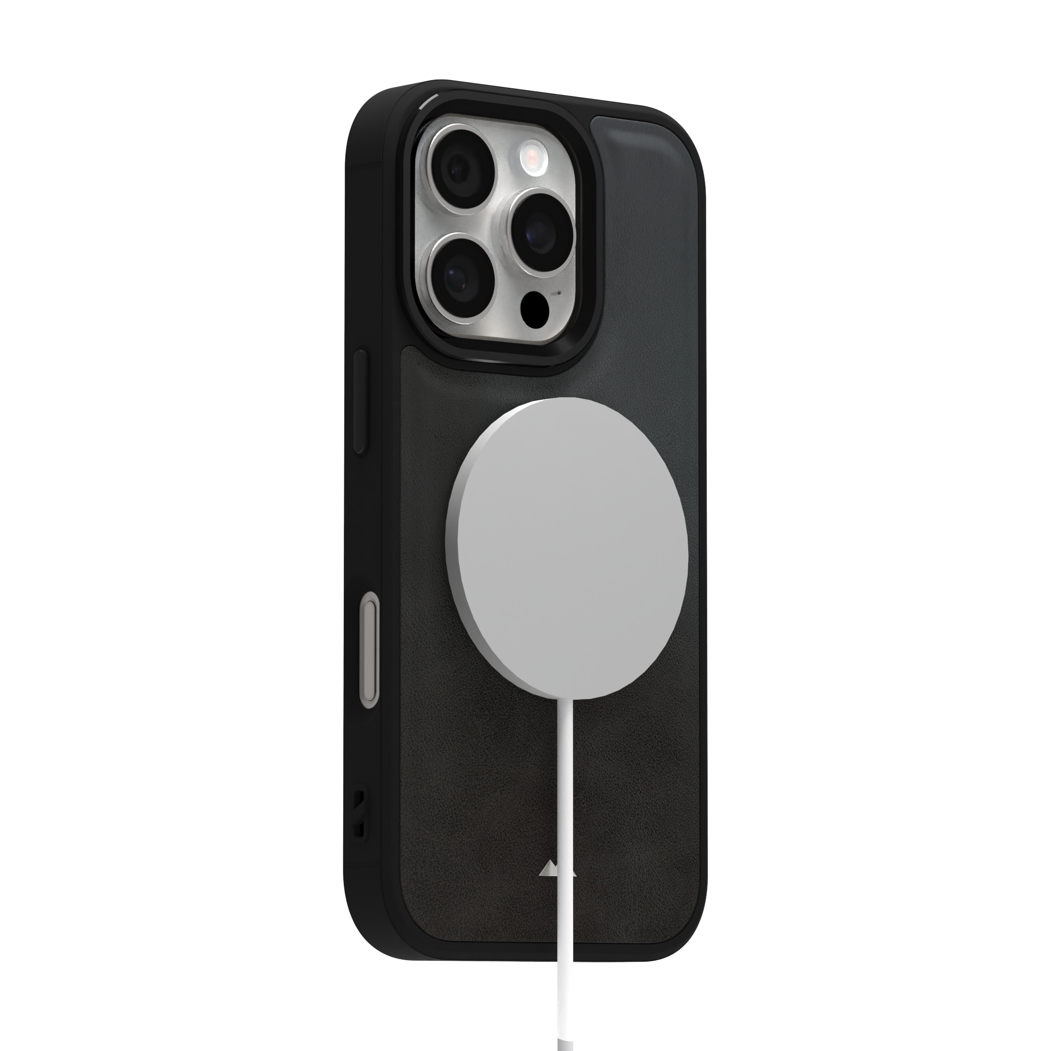 Smudged Grey Leather Case Cover for iPhone 16 Pro