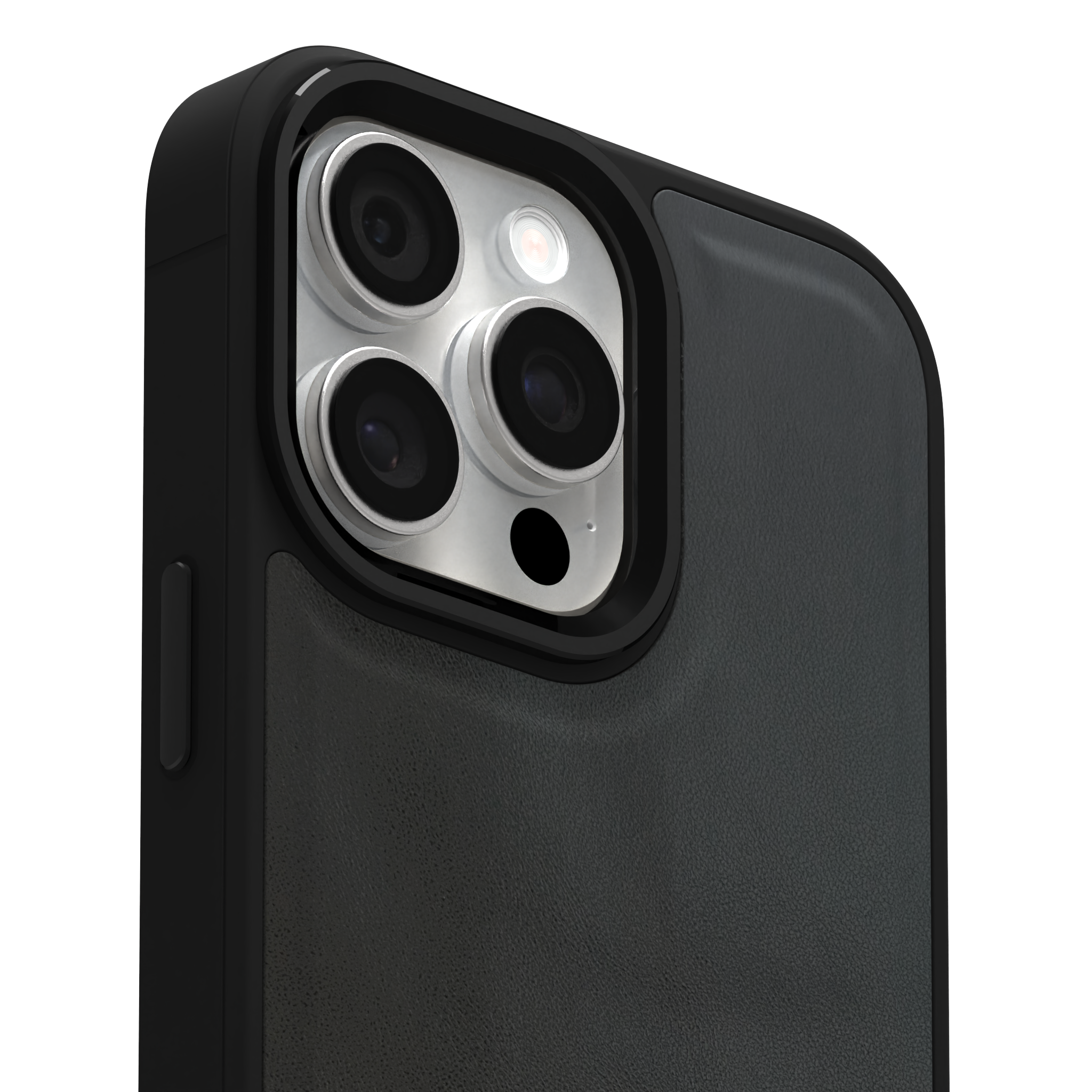 Smudged Grey Leather Case Cover for iPhone 16 Pro Max