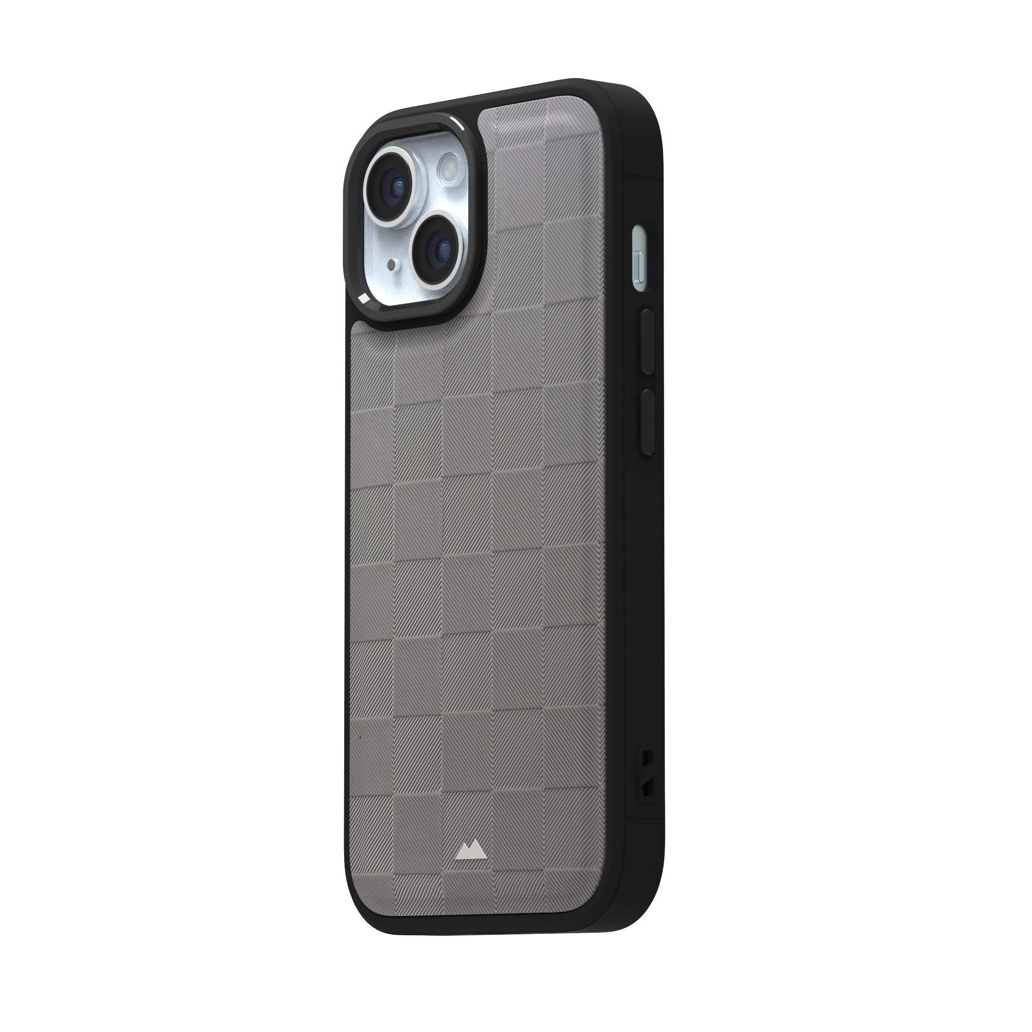 Ash Checkered Leather Case Cover for iPhone 15