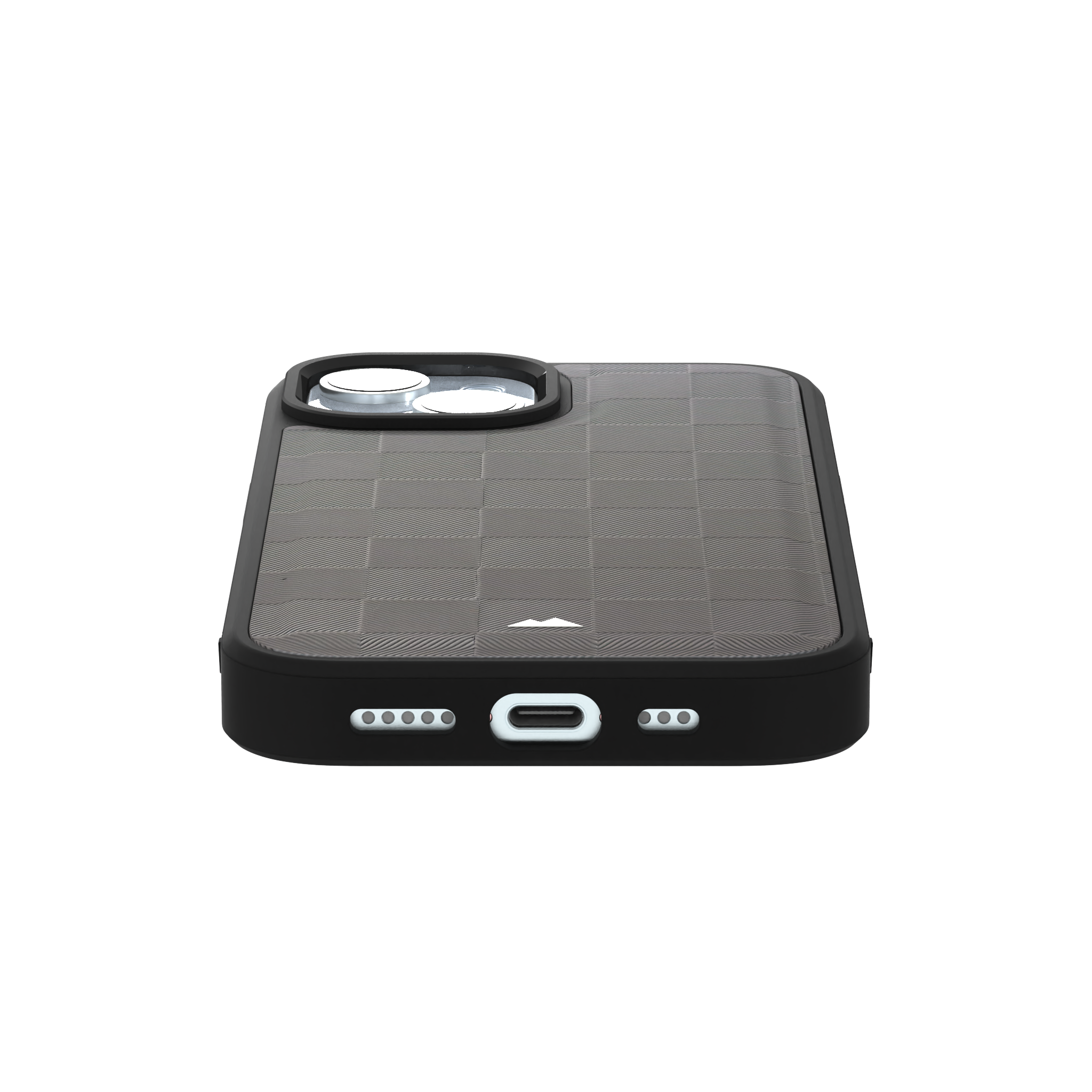 Ash Checkered Leather Case Cover for iPhone 15