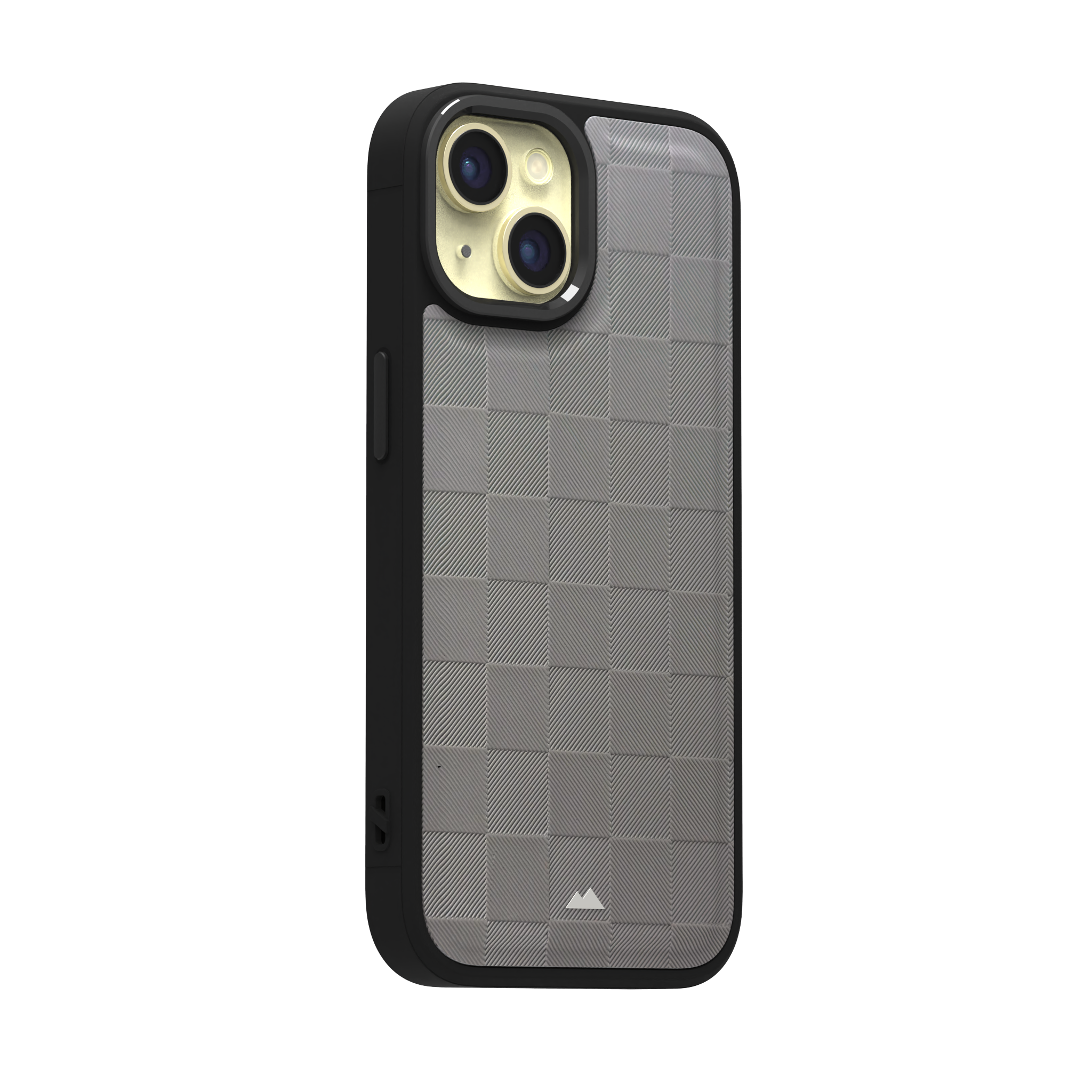 Ash Checkered Leather Case Cover for iPhone 15