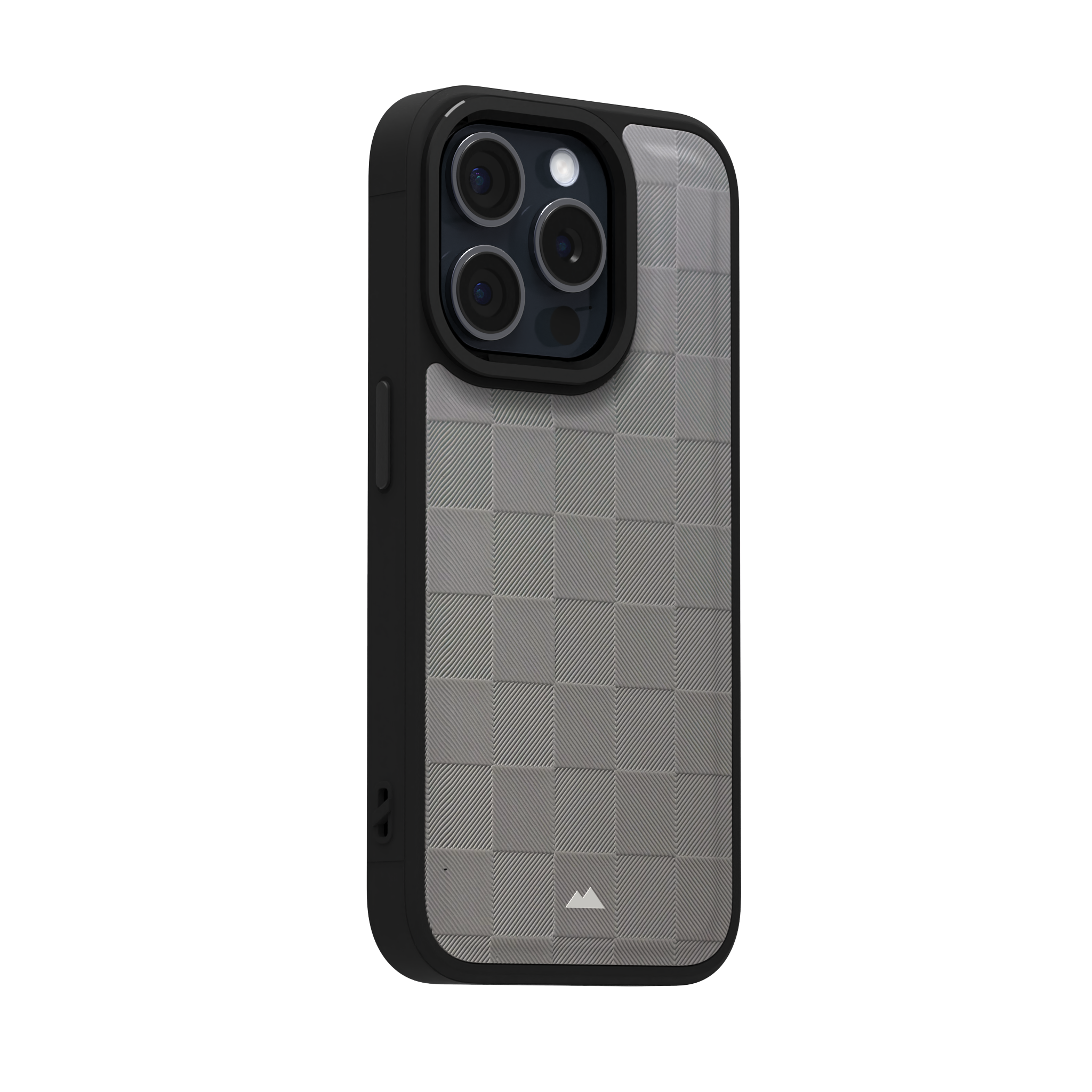 Ash Checkered Leather Case Cover for iPhone 15 Pro